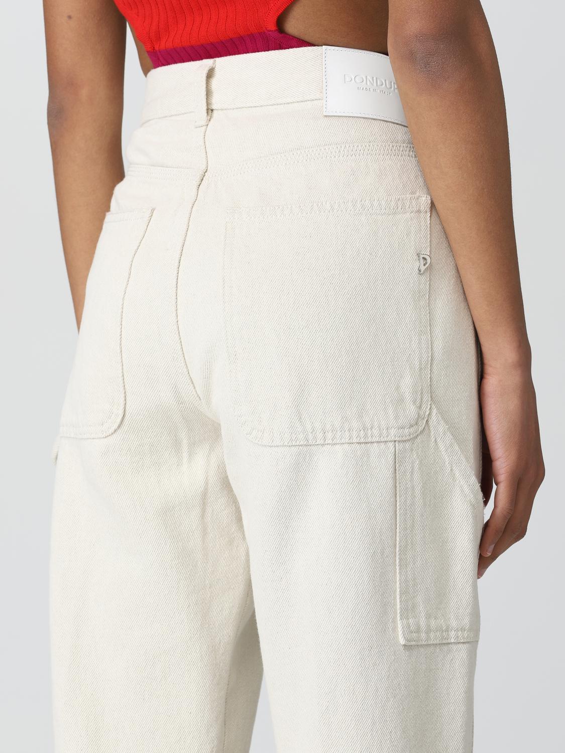 DONDUP PANTALONI: Pantalone Dondup in cotone e canapa, Panna - Img 3