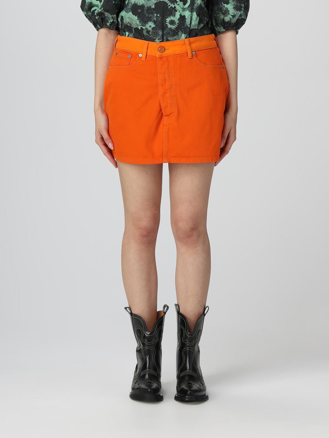 GANNI SKIRT: Ganni denim skirt, Orange - Img 1