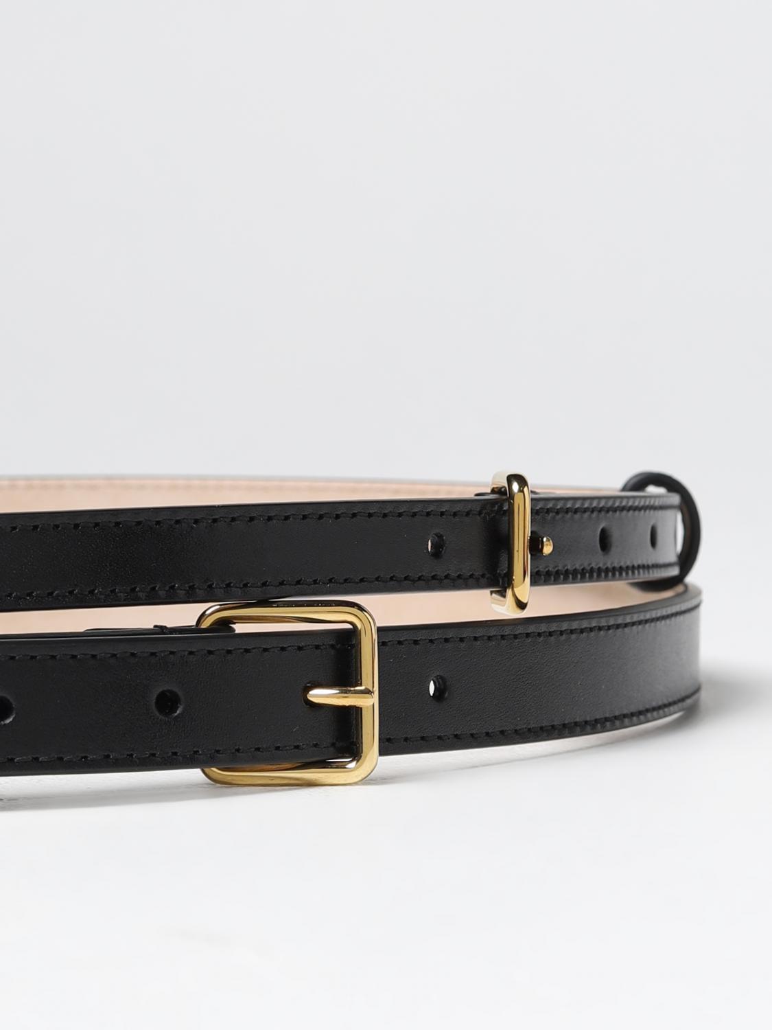 McQueen Thin Double leather belt - Black | 6409441BR0T  display picture 1