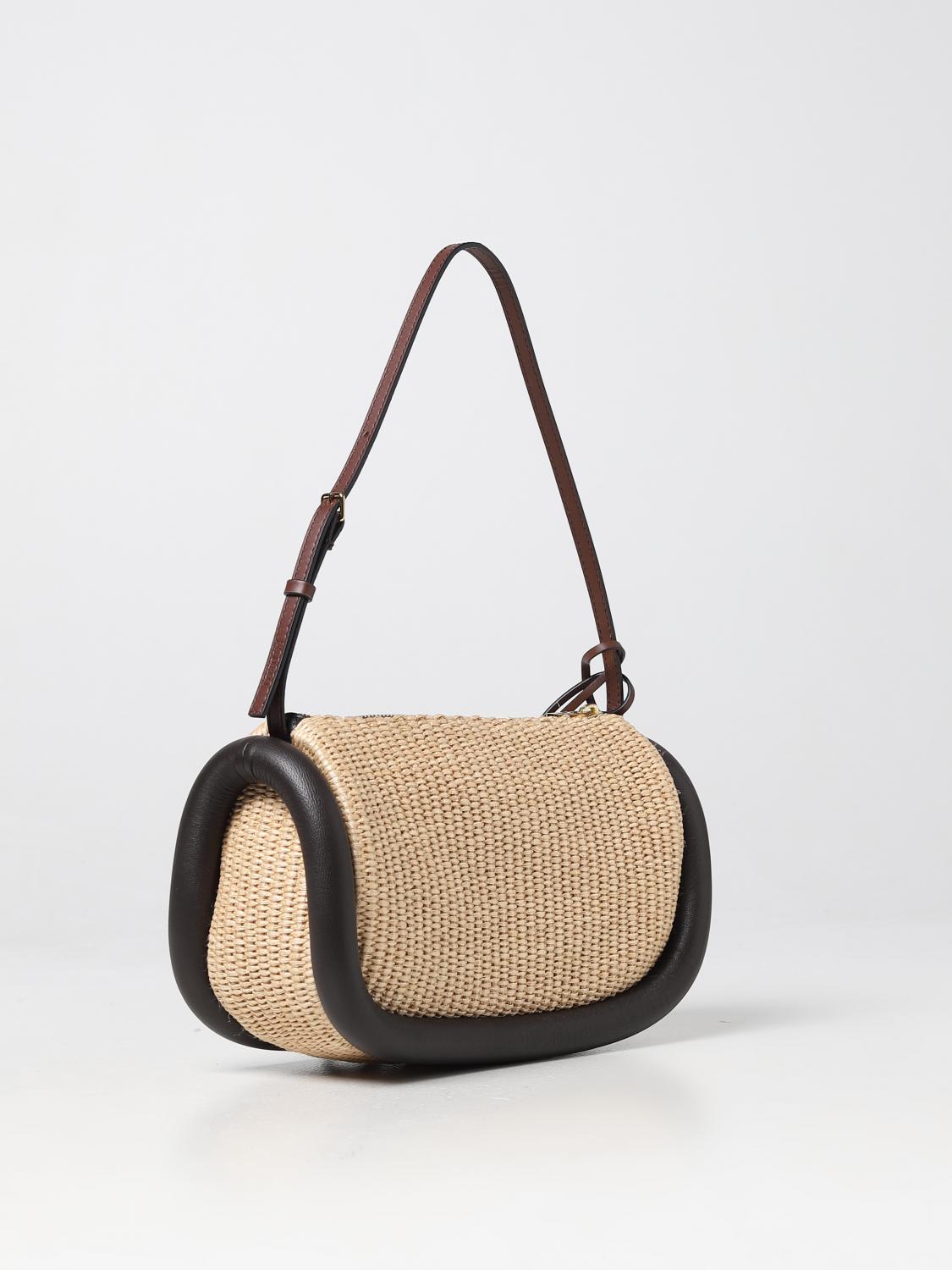 JW ANDERSON BORSA A SPALLA: Borsa JW Anderson in rafie intrecciata e pelle, Marrone - Img 2