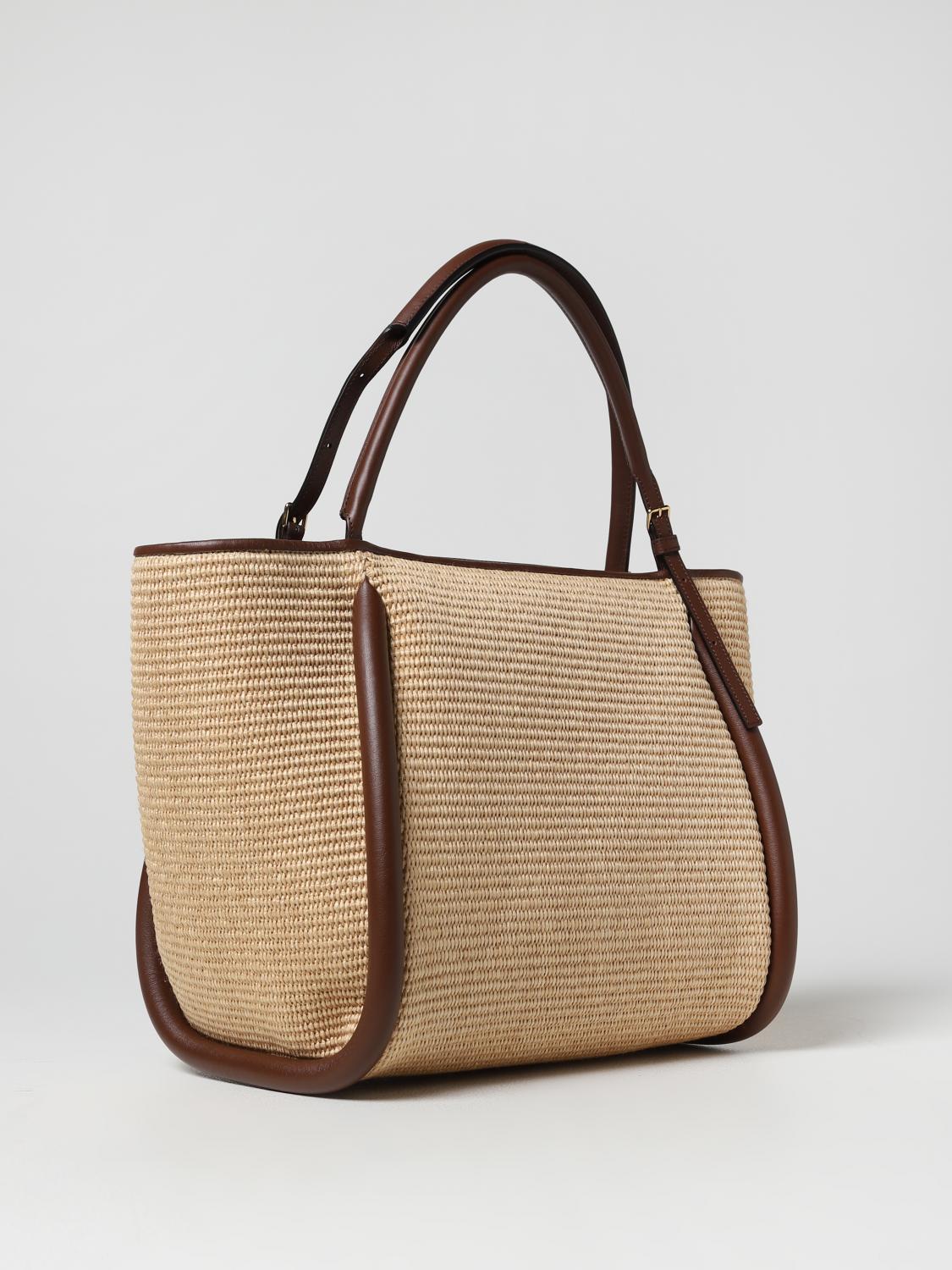 JW ANDERSON BORSA A SPALLA: Borsa JW Anderson in rafia intrecciata, Marrone - Img 2