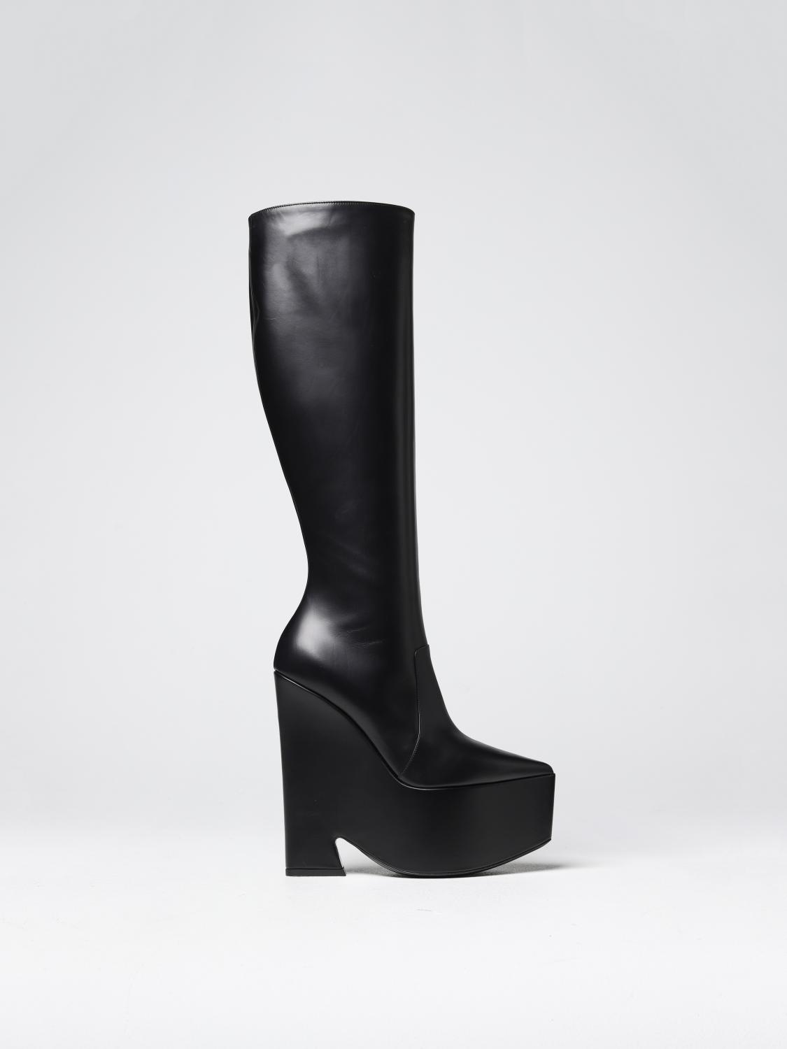 ブーツその他 VERSACE Woman Boots Black 1009474DVT2P 1B00P Versace Outlet: Tempest leather boots - Black | Versace