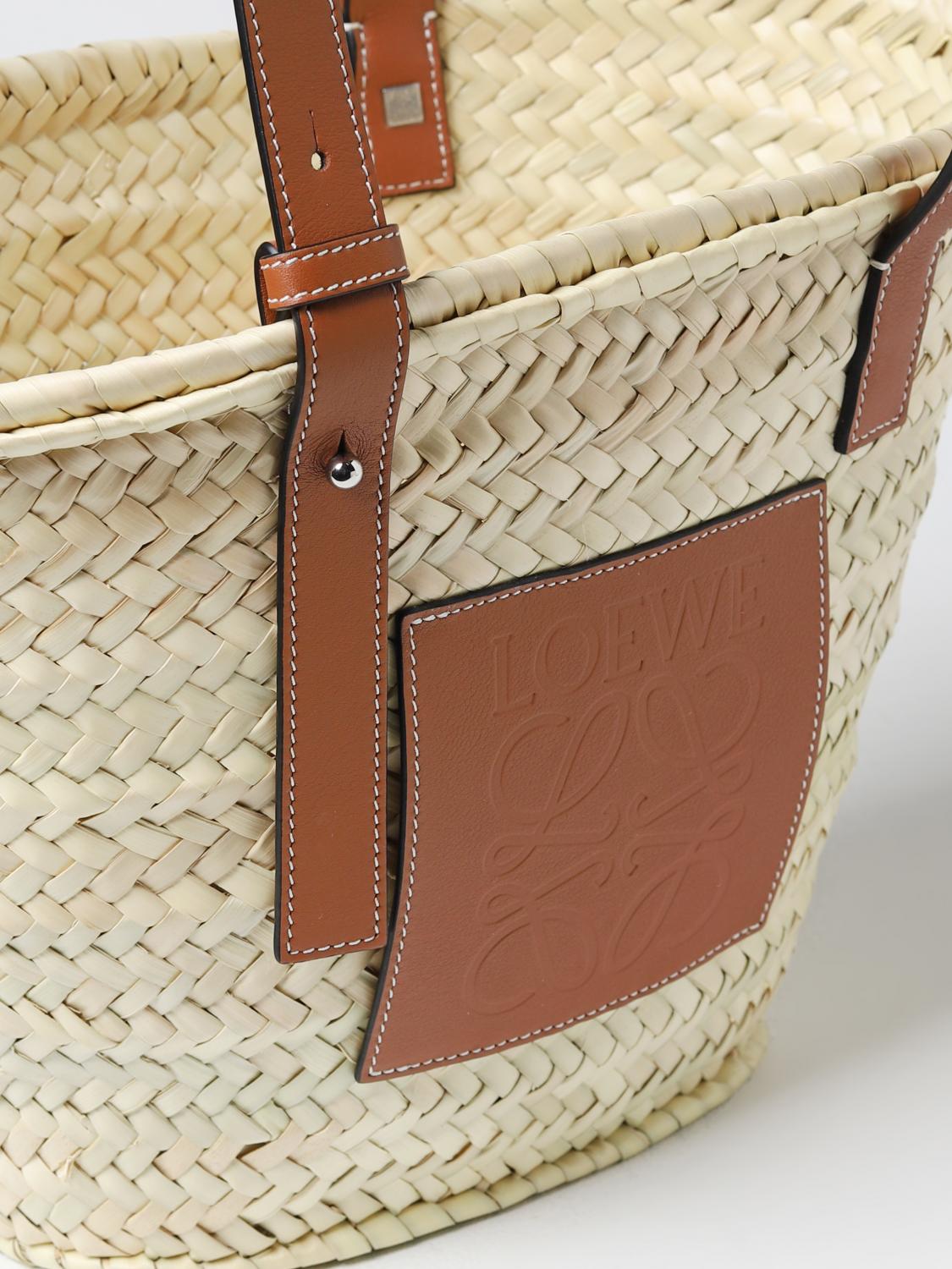 LOEWE ストロー レザーハンドバッグ LOEWE: woven straw and leather bag - Beige | Loewe handbag