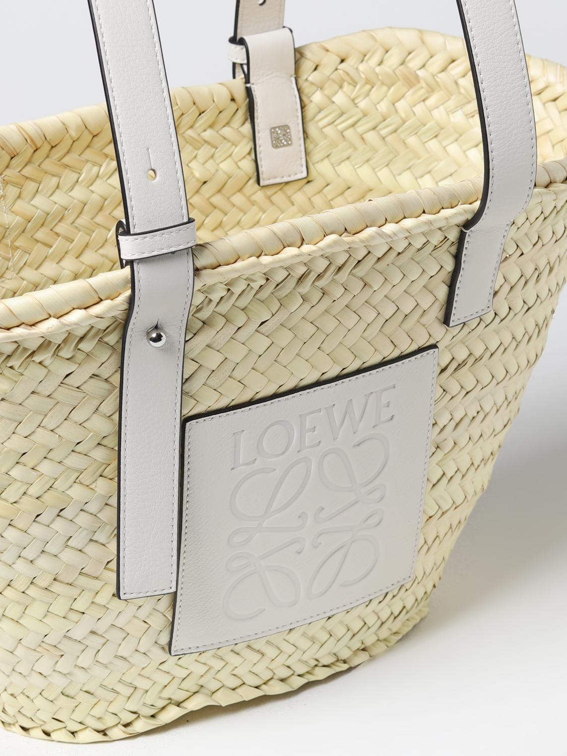 Loewe woven straw and leather bag - Beige | A223S92X04 | GIGLIO.COM