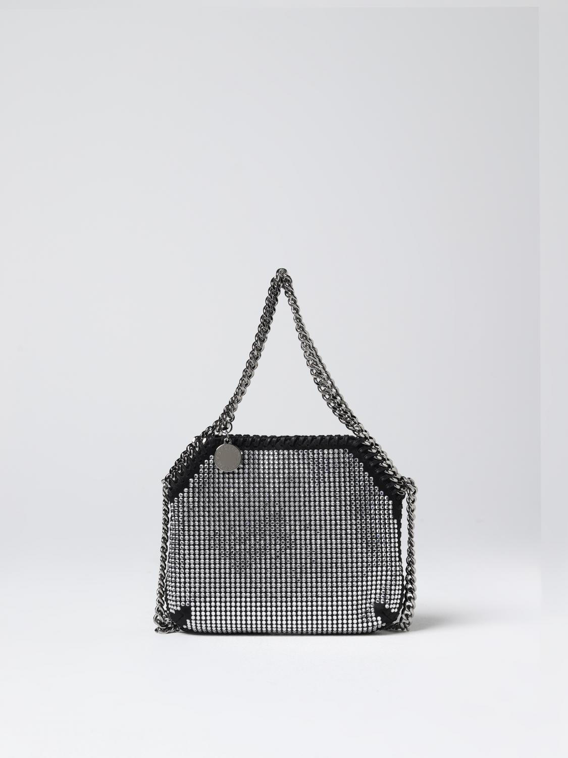 STELLA MCCARTNEY BORSA MINI: Borsa Falabella Stella McCartney in tessuto con strass all over, Nero - Img 1
