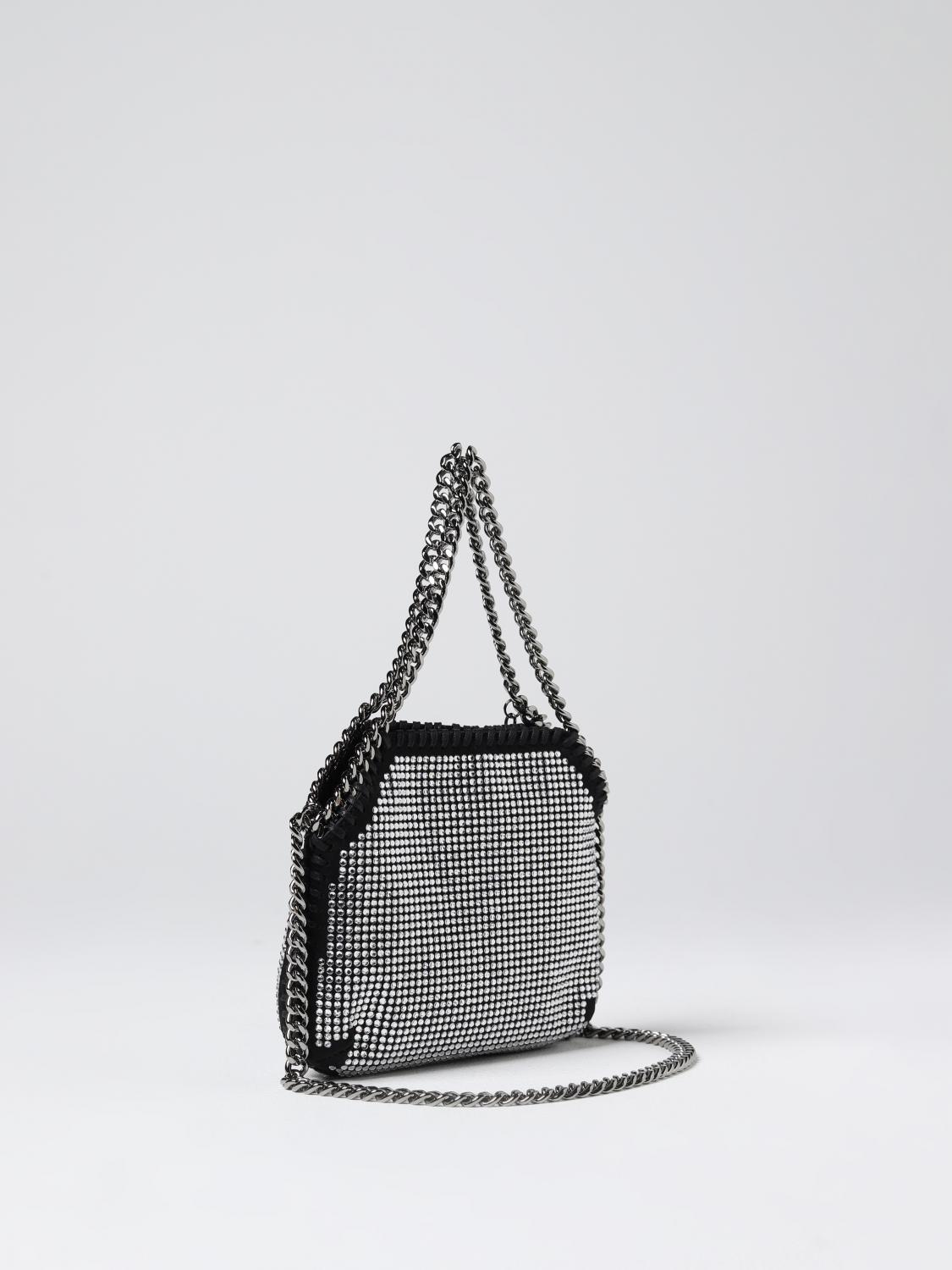 STELLA MCCARTNEY BORSA MINI: Borsa Falabella Stella McCartney in tessuto con strass all over, Nero - Img 2