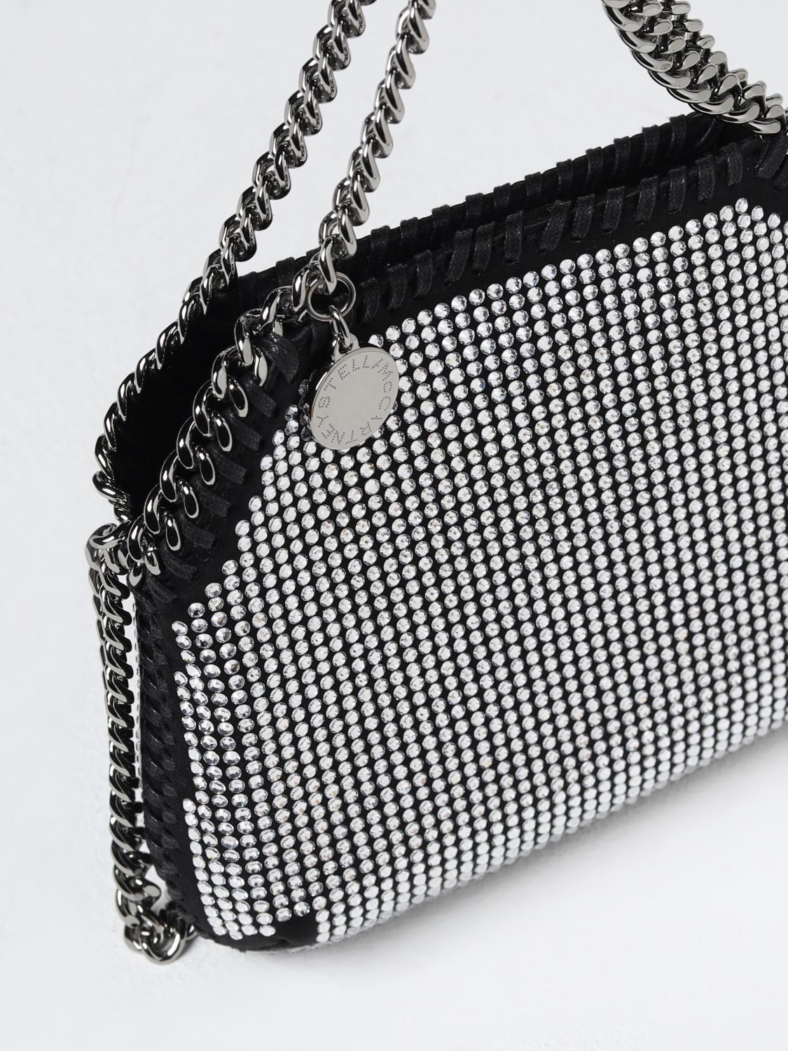 STELLA MCCARTNEY BORSA MINI: Borsa Falabella Stella McCartney in tessuto con strass all over, Nero - Img 3