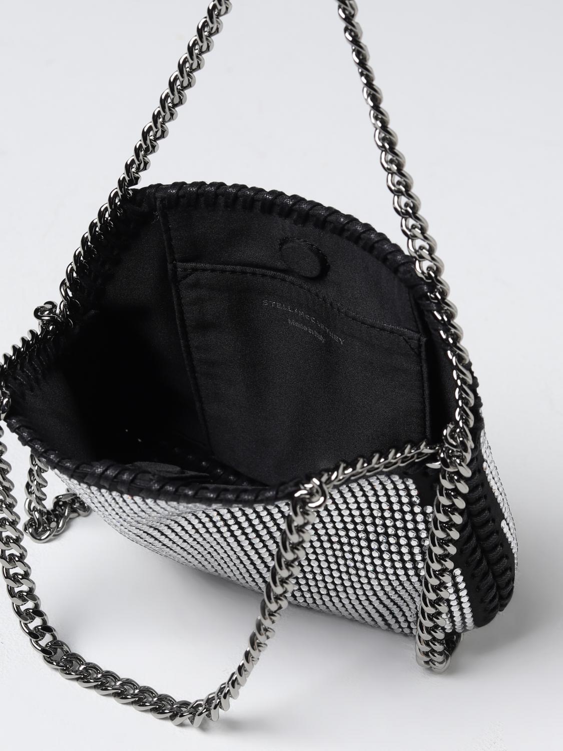 STELLA MCCARTNEY BORSA MINI: Borsa Falabella Stella McCartney in tessuto con strass all over, Nero - Img 4