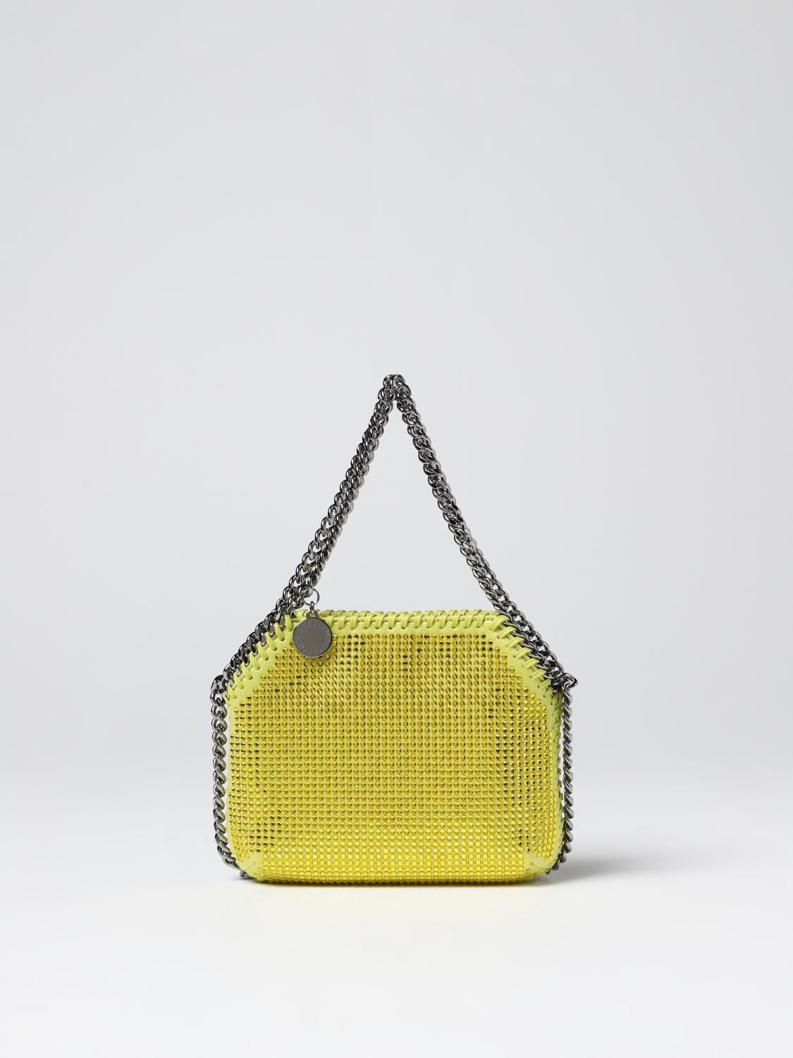 STELLA MCCARTNEY BORSA MINI: Borsa Falabella Stella McCartney in tessuto con strass all over, Giallo - Img 1