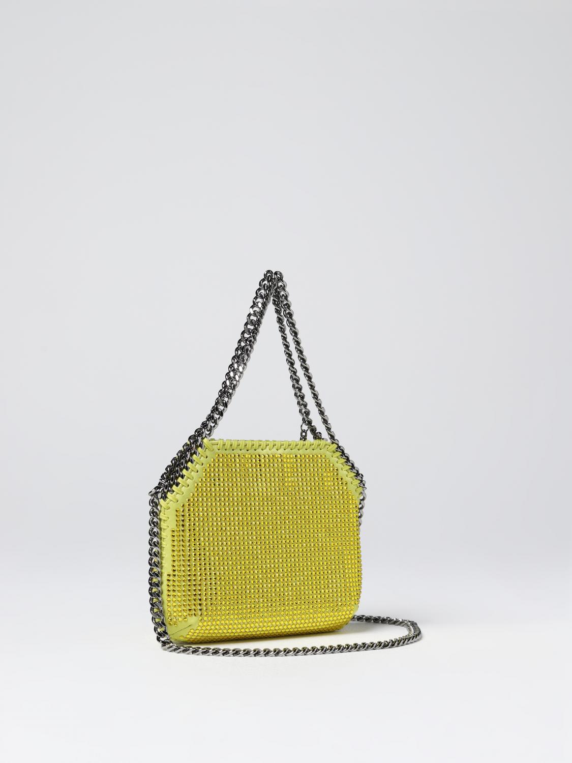 STELLA MCCARTNEY BORSA MINI: Borsa Falabella Stella McCartney in tessuto con strass all over, Giallo - Img 2