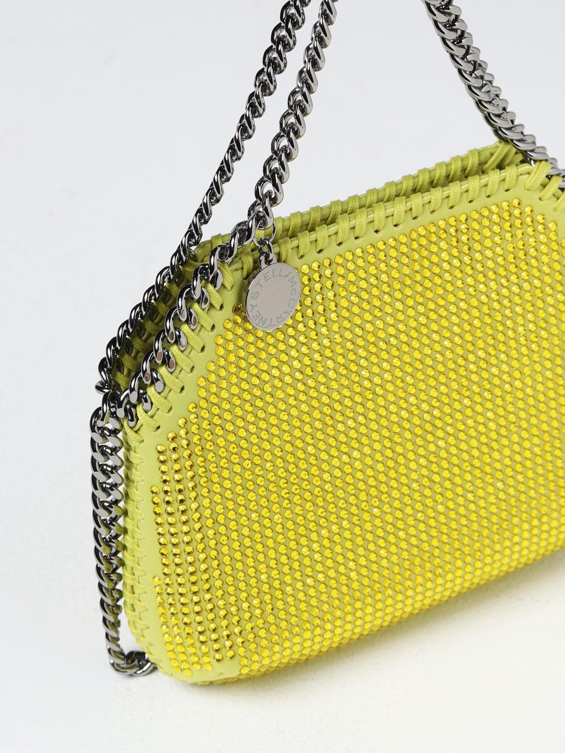 STELLA MCCARTNEY BORSA MINI: Borsa Falabella Stella McCartney in tessuto con strass all over, Giallo - Img 3