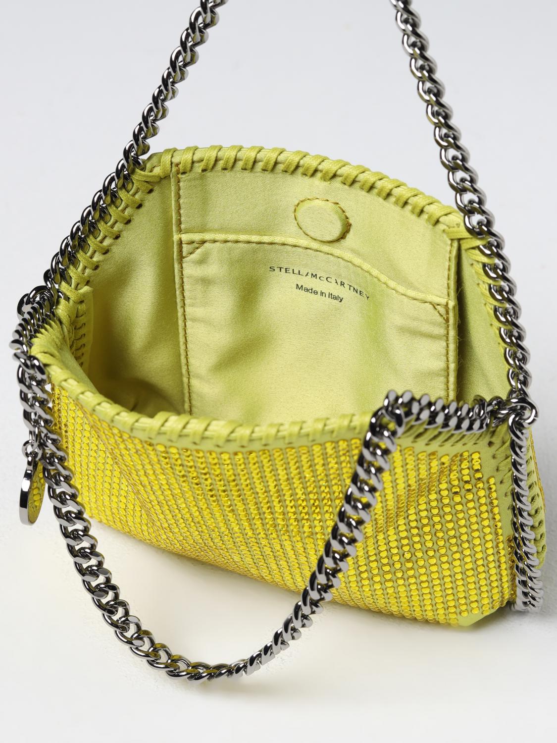 STELLA MCCARTNEY BORSA MINI: Borsa Falabella Stella McCartney in tessuto con strass all over, Giallo - Img 4