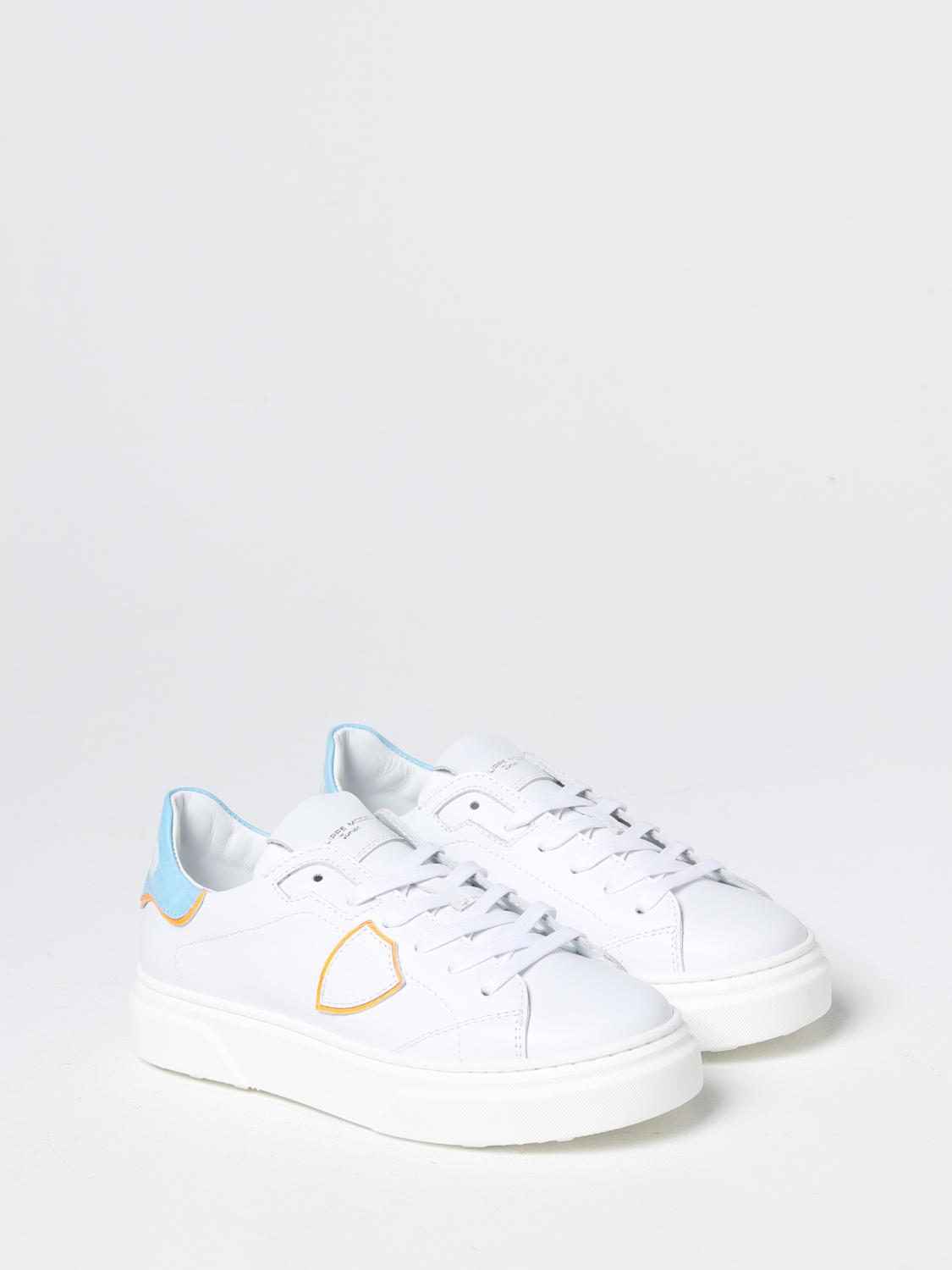 PHILIPPE MODEL JUNIOR SCARPE: Sneakers Philippe Model Junior in pelle, Bianco 1 - Img 2