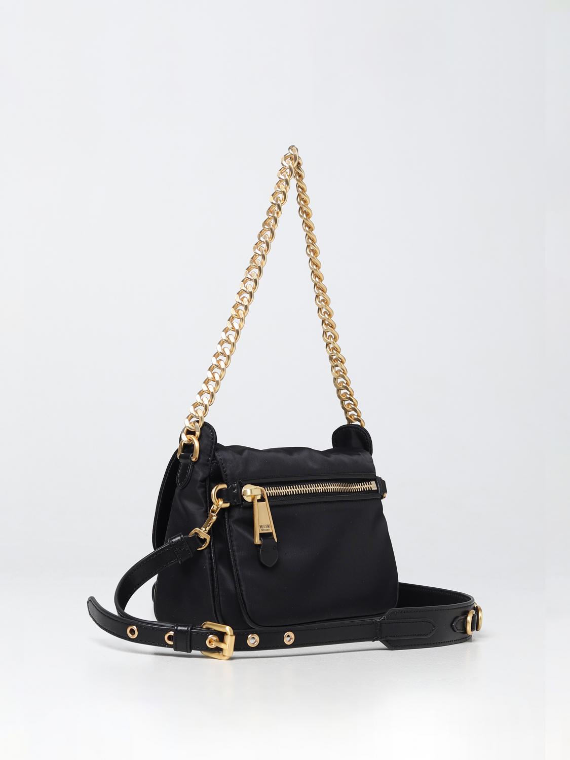 MOSCHINO COUTURE BORSA MINI: Borsa Moschino Couture in nylon e pelle con logo, Nero - Img 2