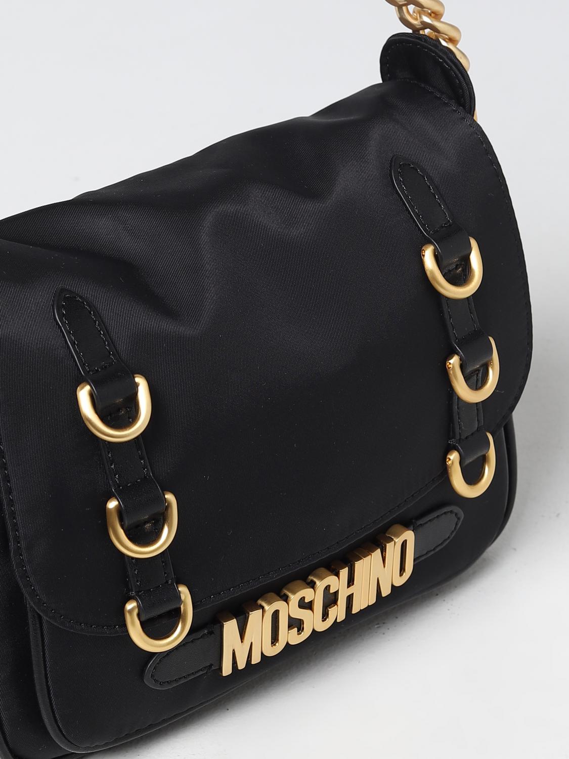 MOSCHINO COUTURE BORSA MINI: Borsa Moschino Couture in nylon e pelle con logo, Nero - Img 3
