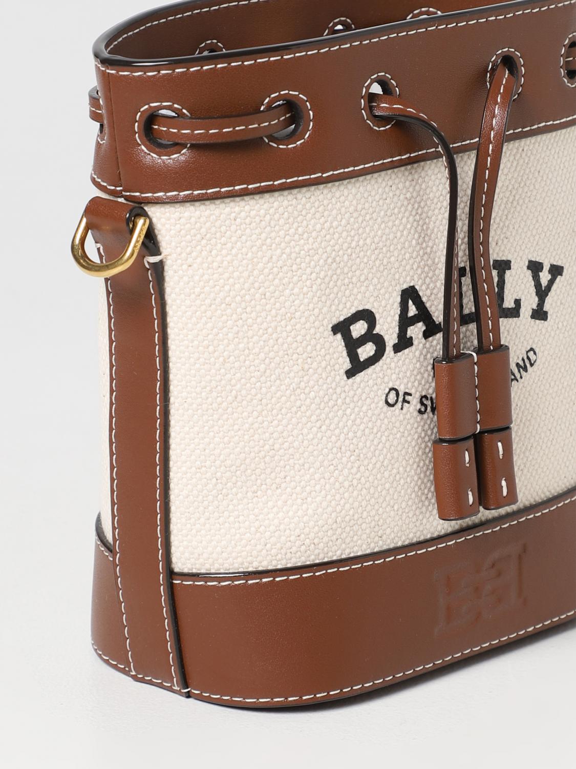 BALLY BORSA MINI: Borsa Cleoh Bally in canvas e pelle, Naturale - Img 3