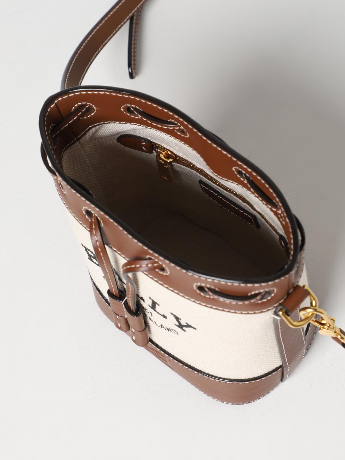 BALLY BORSA MINI: Borsa Cleoh Bally in canvas e pelle, Naturale - Img 4