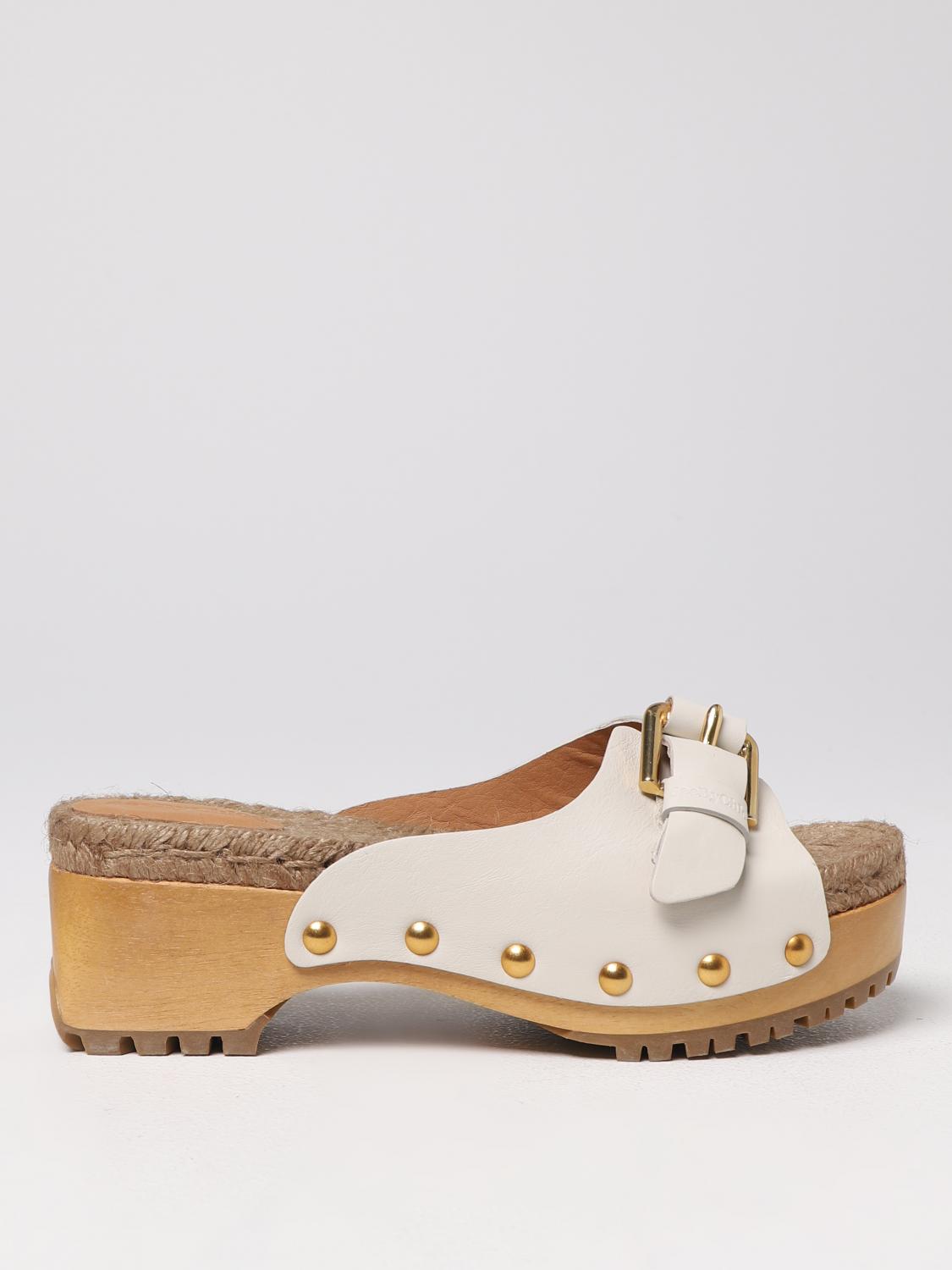 See by Chloé Joline clog in leather and rope - White | SB40020A