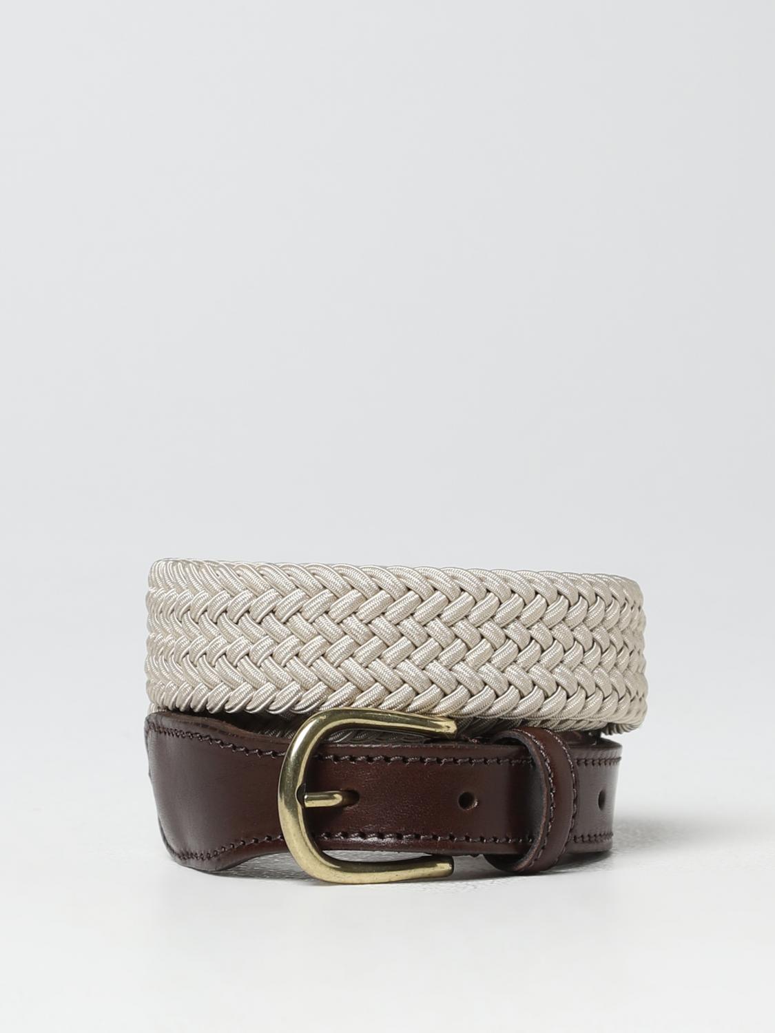 SEBAGO CINTURA: Cintura Sebago in pelle e maglia intrecciata stretch, Beige - Img 1