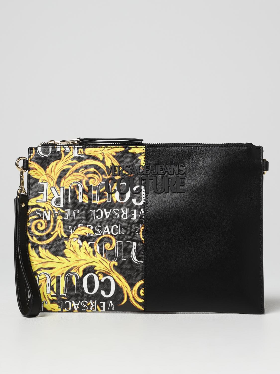 VERSACE JEANS COUTURE clutch in synthetic leather Black Versace Jeans Couture clutch 74VA4BPYZS599 online at GIGLIO.COM