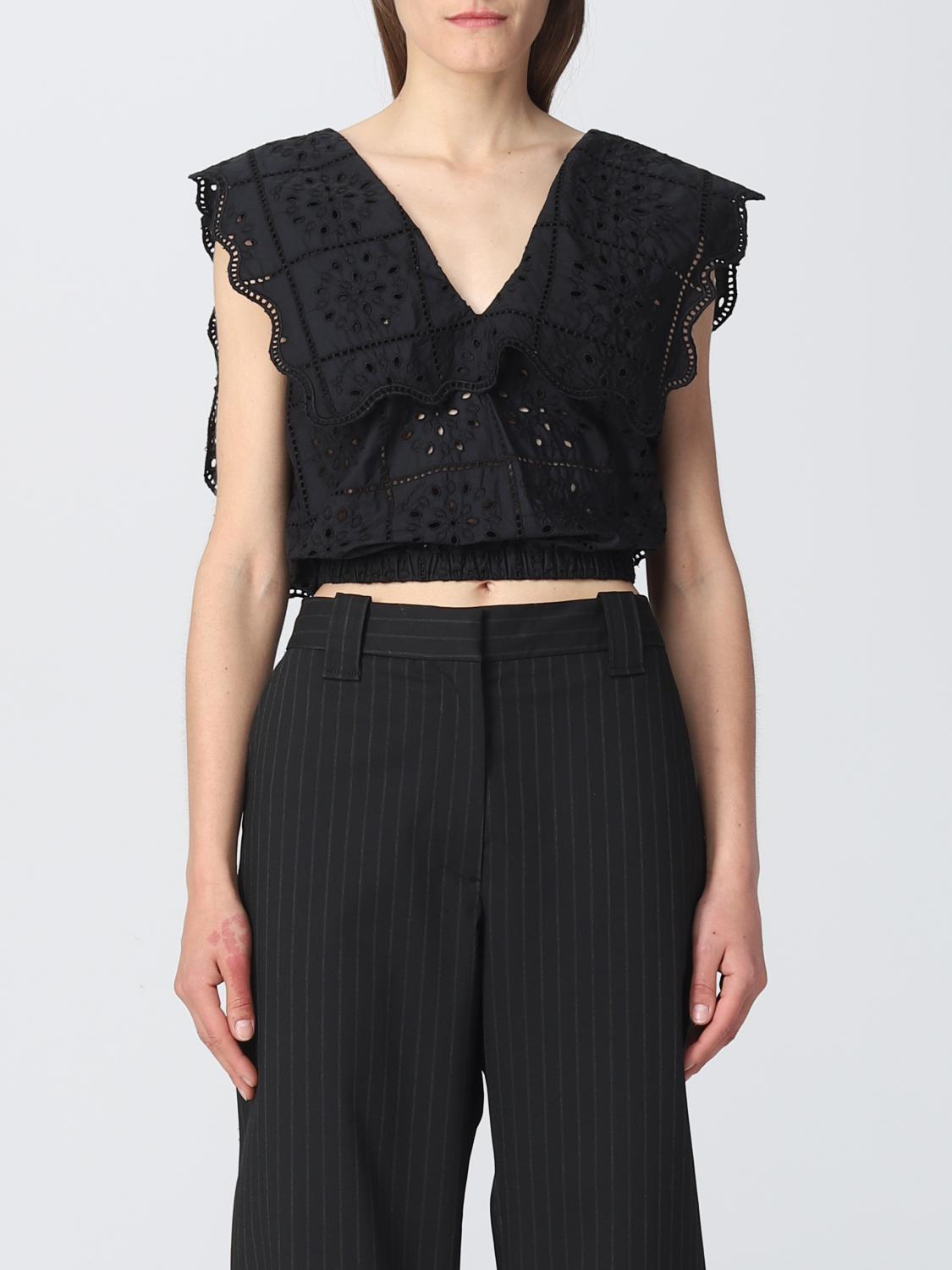 GANNI TOP: Top Ganni in cotone organico, Nero - Img 1