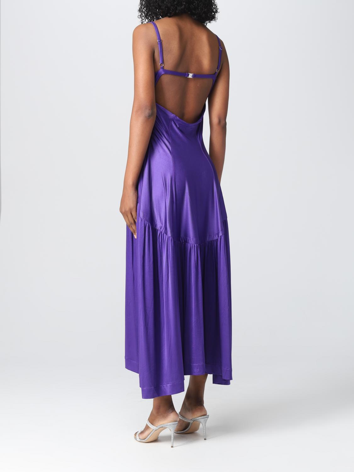 open lace back dress Paco Rabanne Purple Short Sleeved Mini Dress with Ruched Detail and Si –  Sellier main image 0