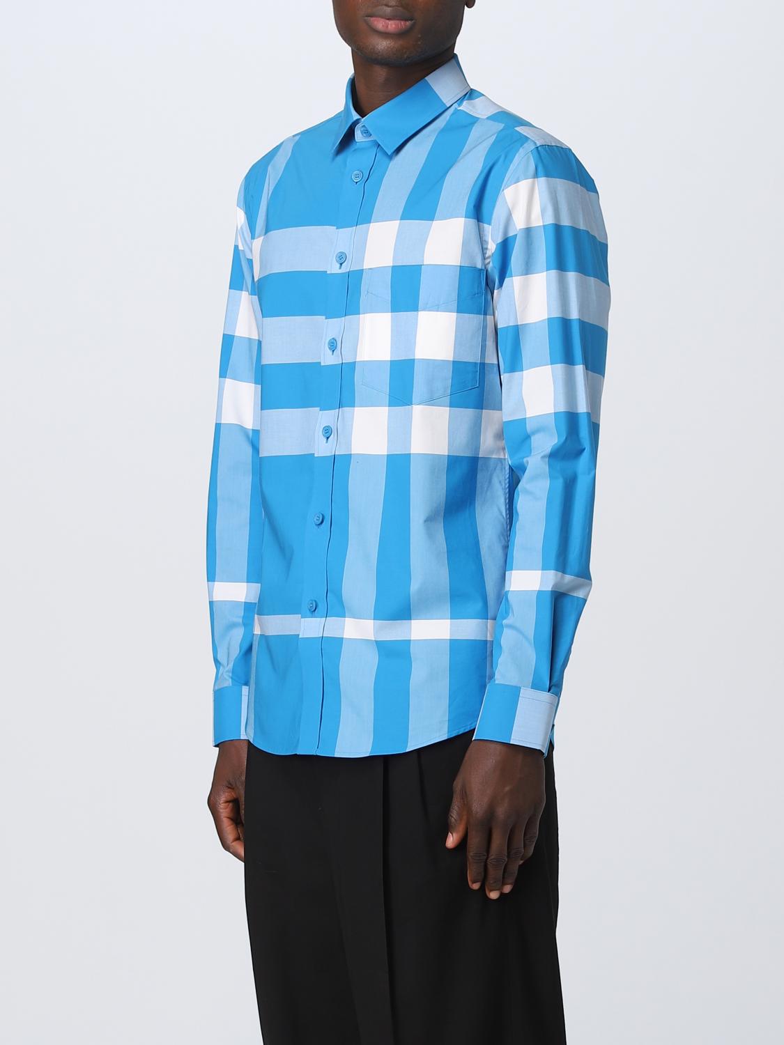 burberry blue dress shirt Relaxed Fit Check Cotton Shirt in Pilot blue - Men