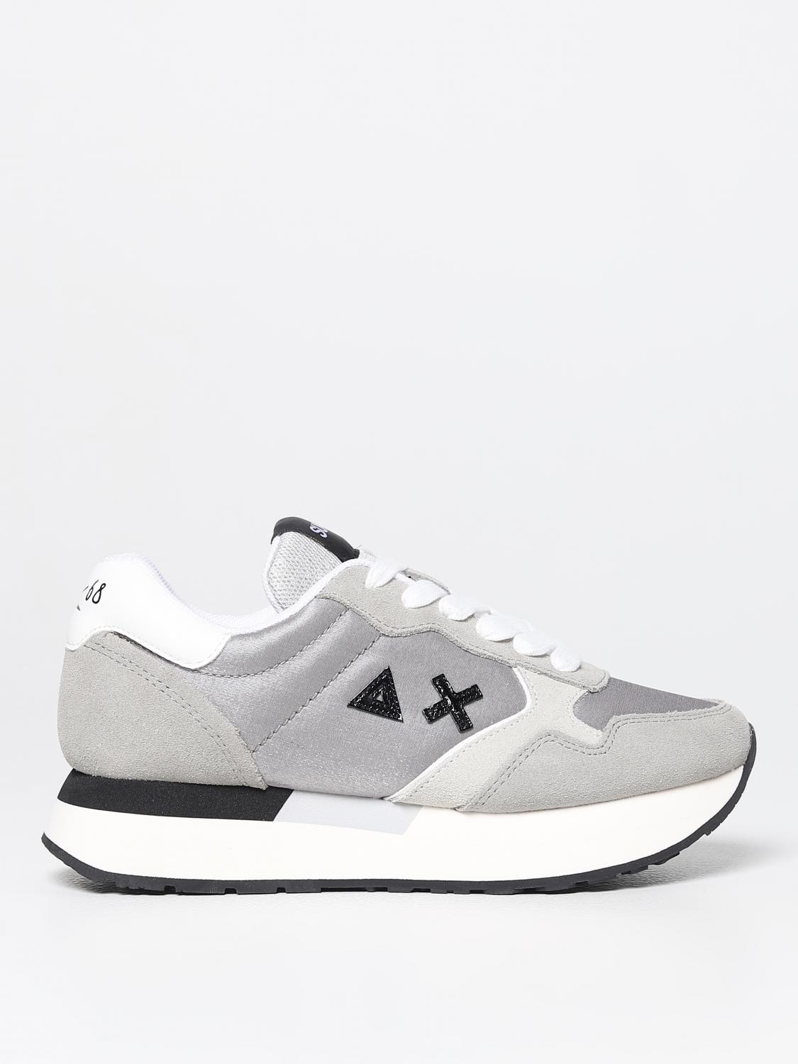 スニーカー SUN68 Woman Sneakers Water Z33201 94 Katy Printed White And Off White Leather Sneaker - Woman