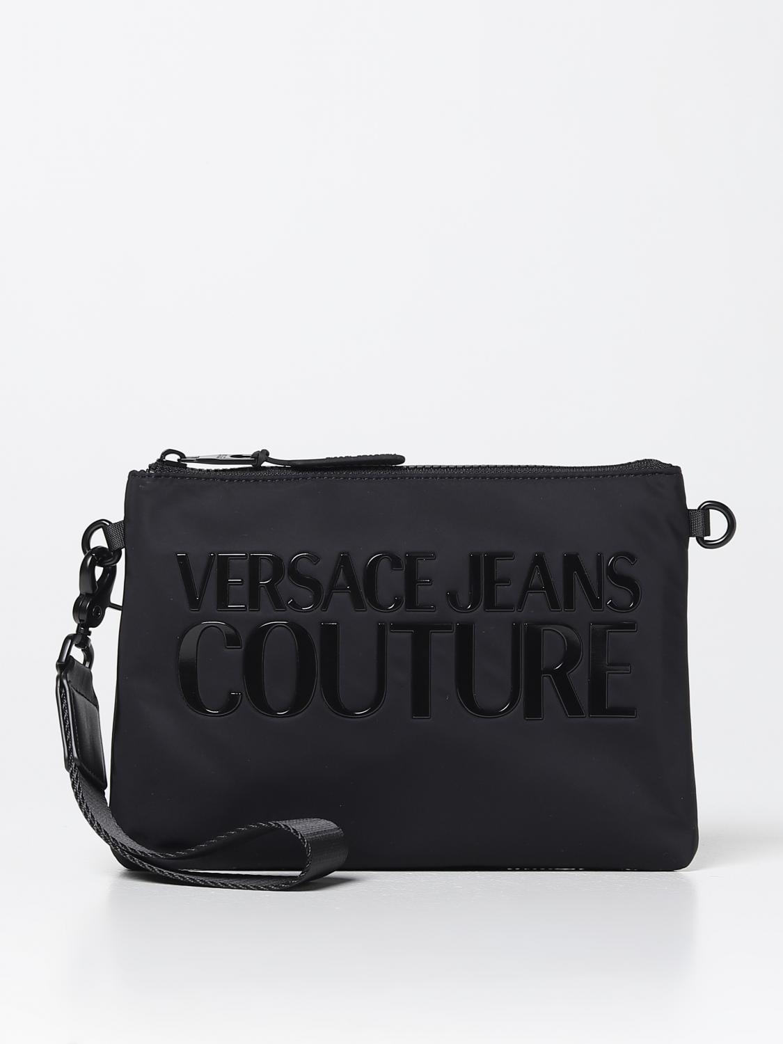 VERSACE JEANS COUTURE: clutch bag in nylon Black Versace Jeans