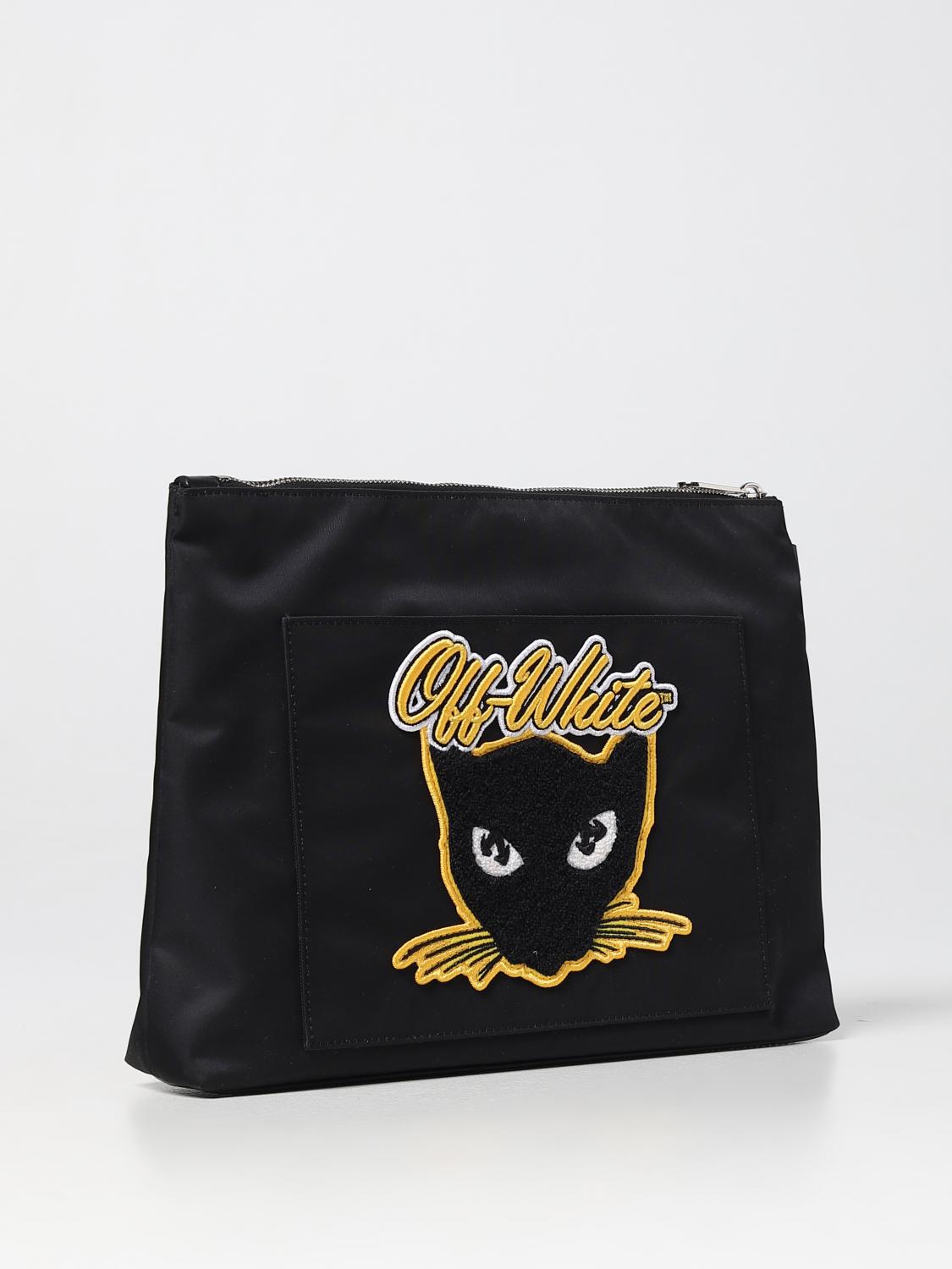 OFF-WHITE BRIEFCASE: Off-White nylon clutch with patch, Black - Img 2