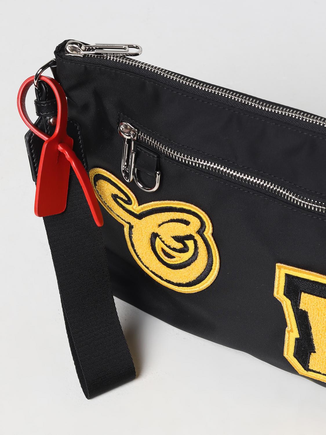 OFF-WHITE BRIEFCASE: Off-White nylon clutch with patch, Black - Img 3