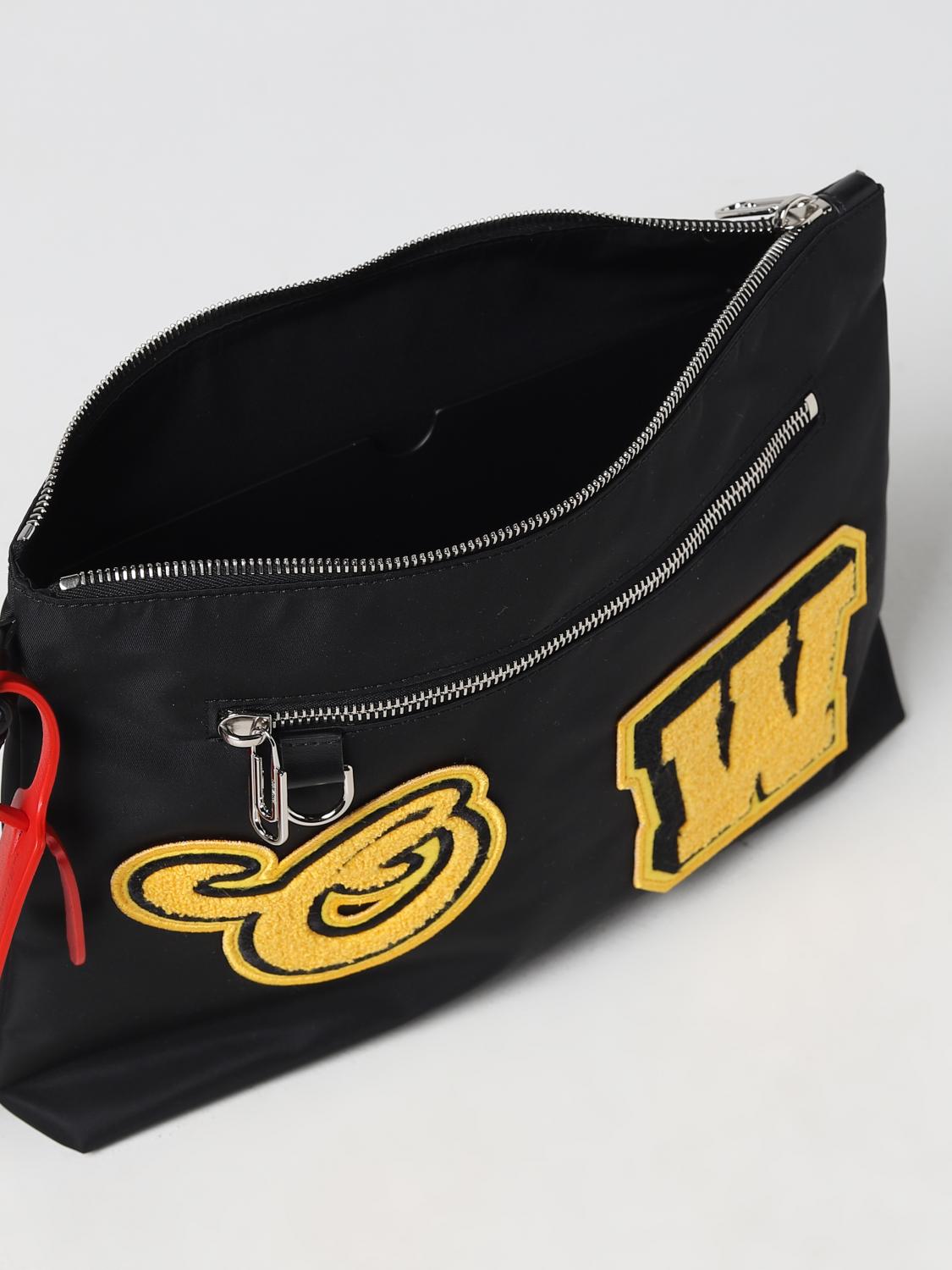 OFF-WHITE BRIEFCASE: Off-White nylon clutch with patch, Black - Img 4