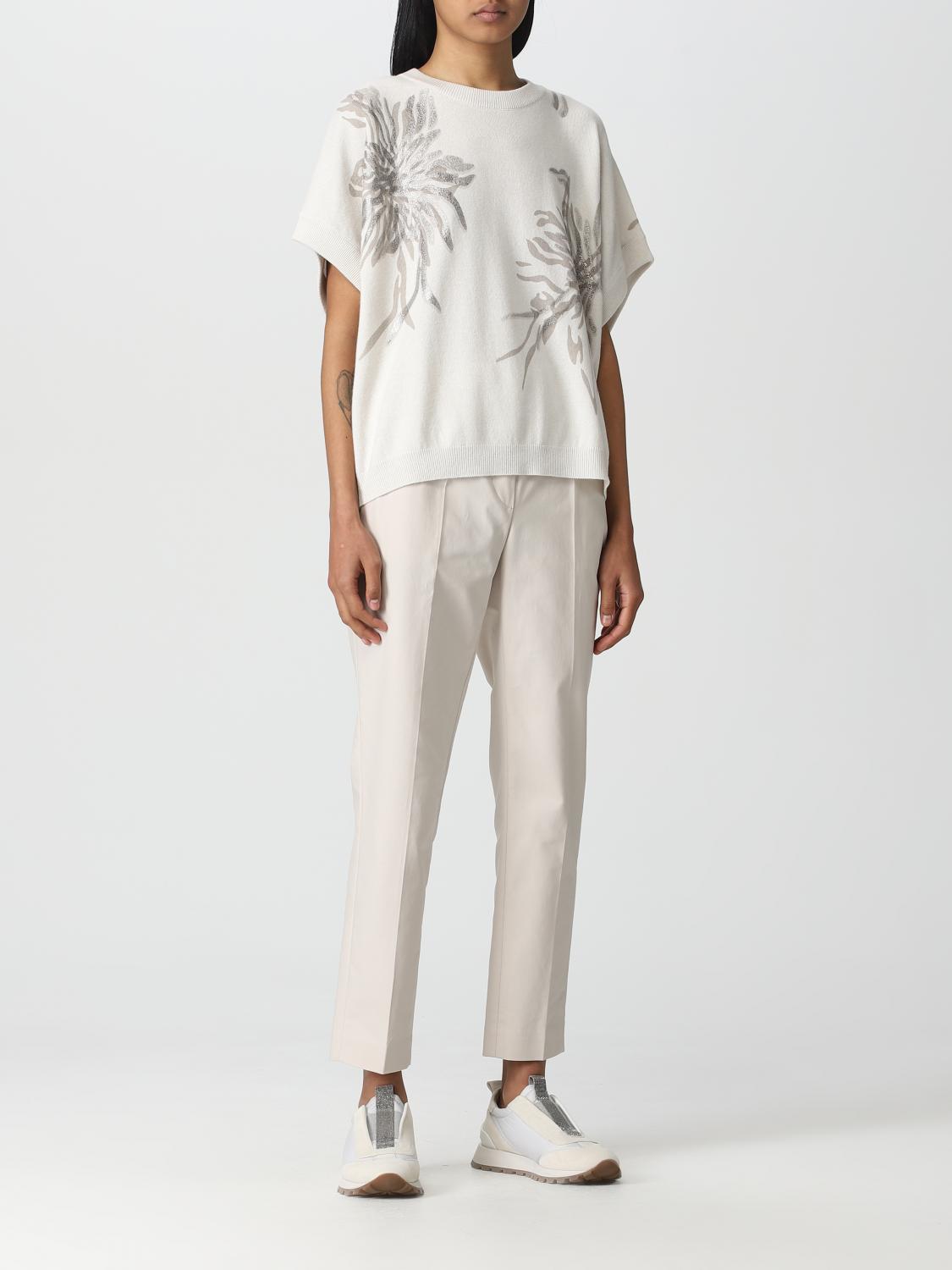 BRUNELLO CUCINELLI PULL: Pull femme Brunello Cucinelli, Blanc - Img 2