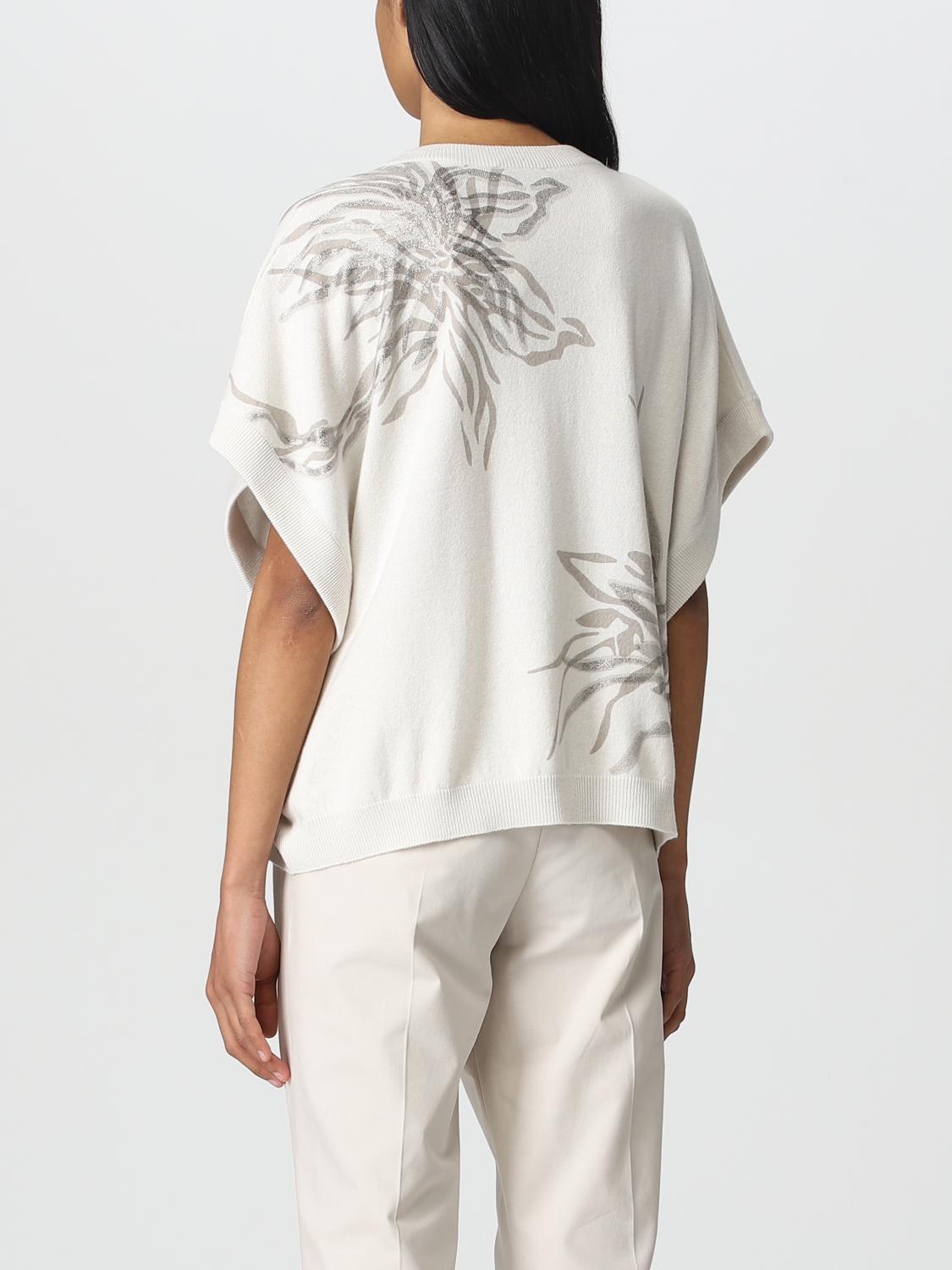 BRUNELLO CUCINELLI PULL: Pull femme Brunello Cucinelli, Blanc - Img 3