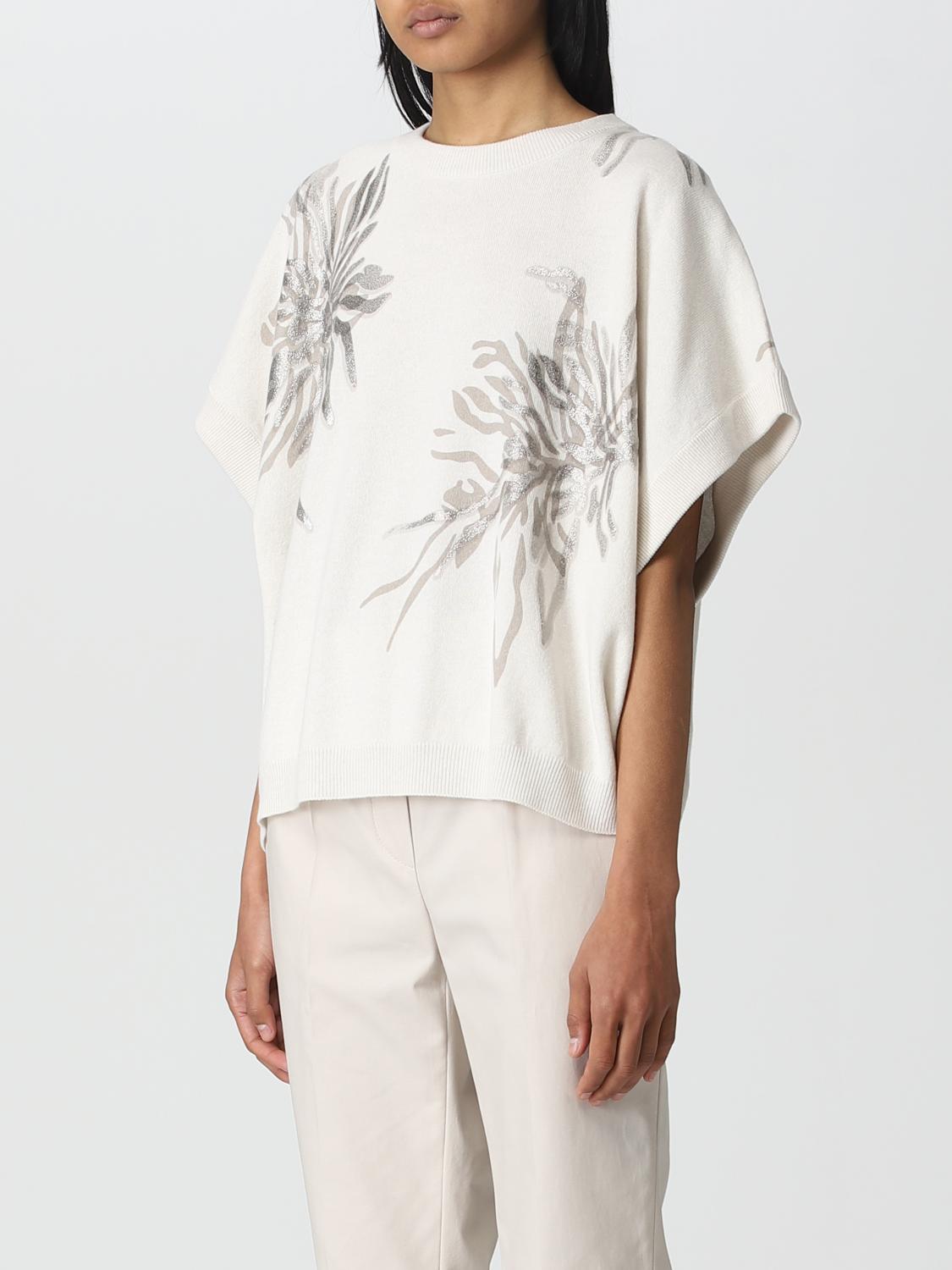 BRUNELLO CUCINELLI PULL: Pull femme Brunello Cucinelli, Blanc - Img 4