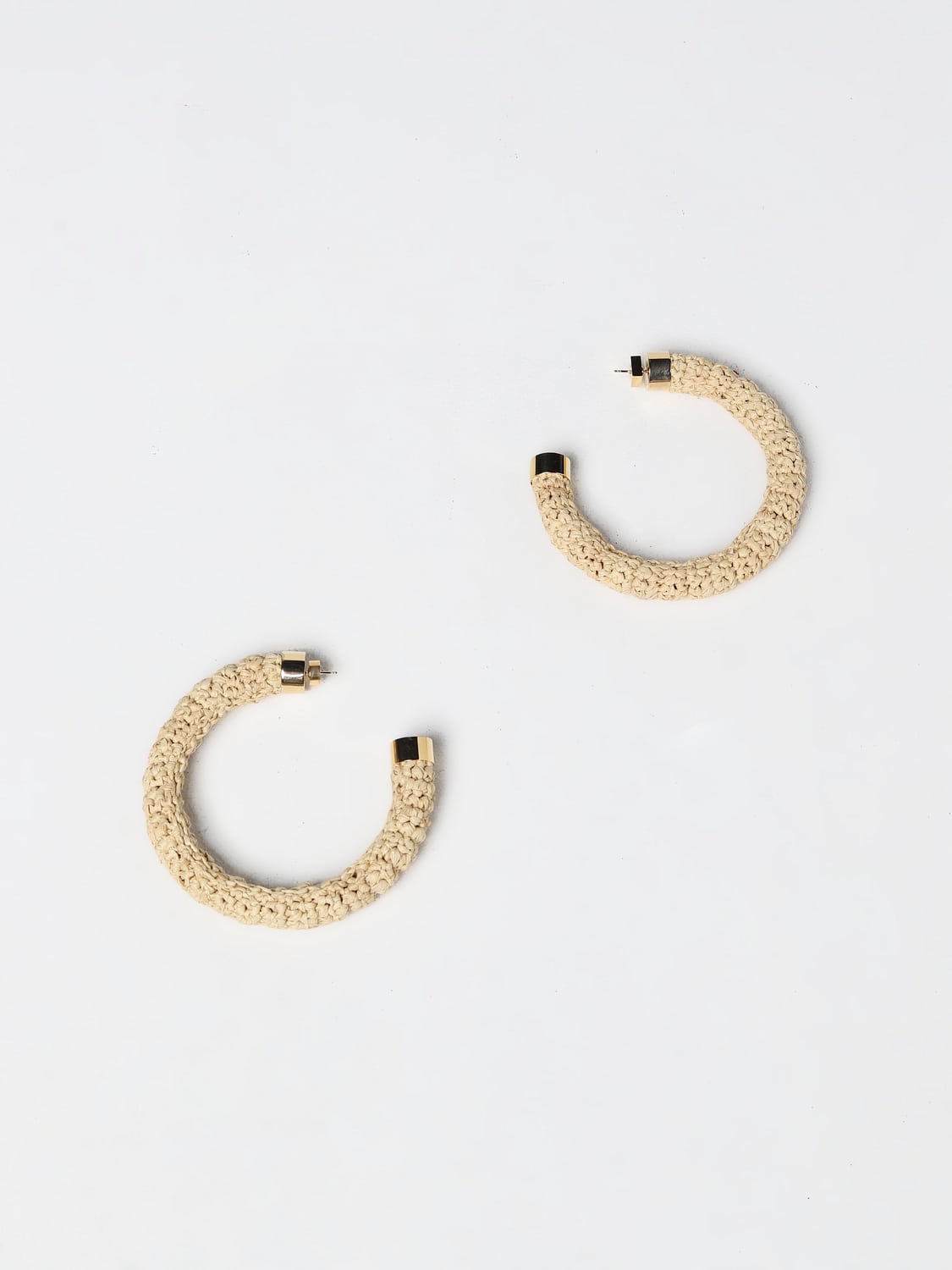 JACQUEMUS GIOIELLO: Orecchini Les Creoles Jacquemus in rafia, Beige - Img 1