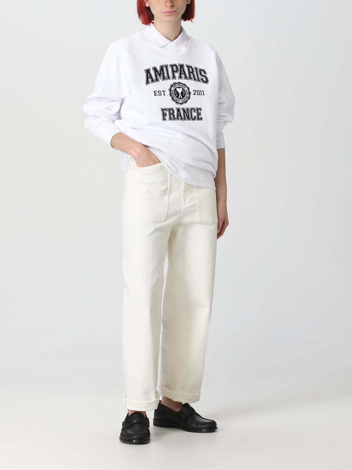 AMI PARIS SUDADERA: Jersey mujer Ami Paris, Blanco - Img 2