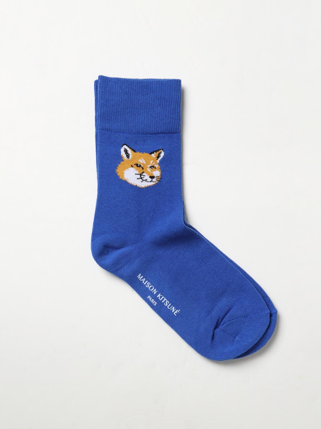 MAISON KITSUNÉ CALZE: Calze Maison Kitsuné in cotone stretch, Blue 1 - Img 1