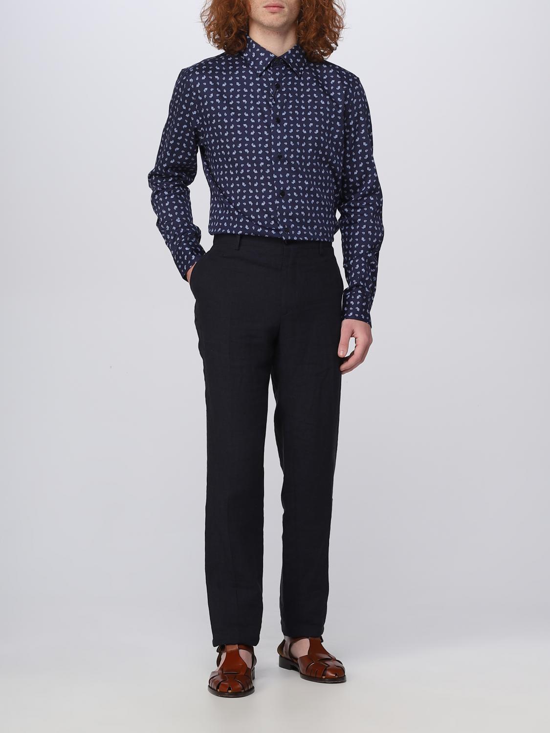 ETRO SHIRT: Etro men's shirt in stretch cotton, Blue - Img 2