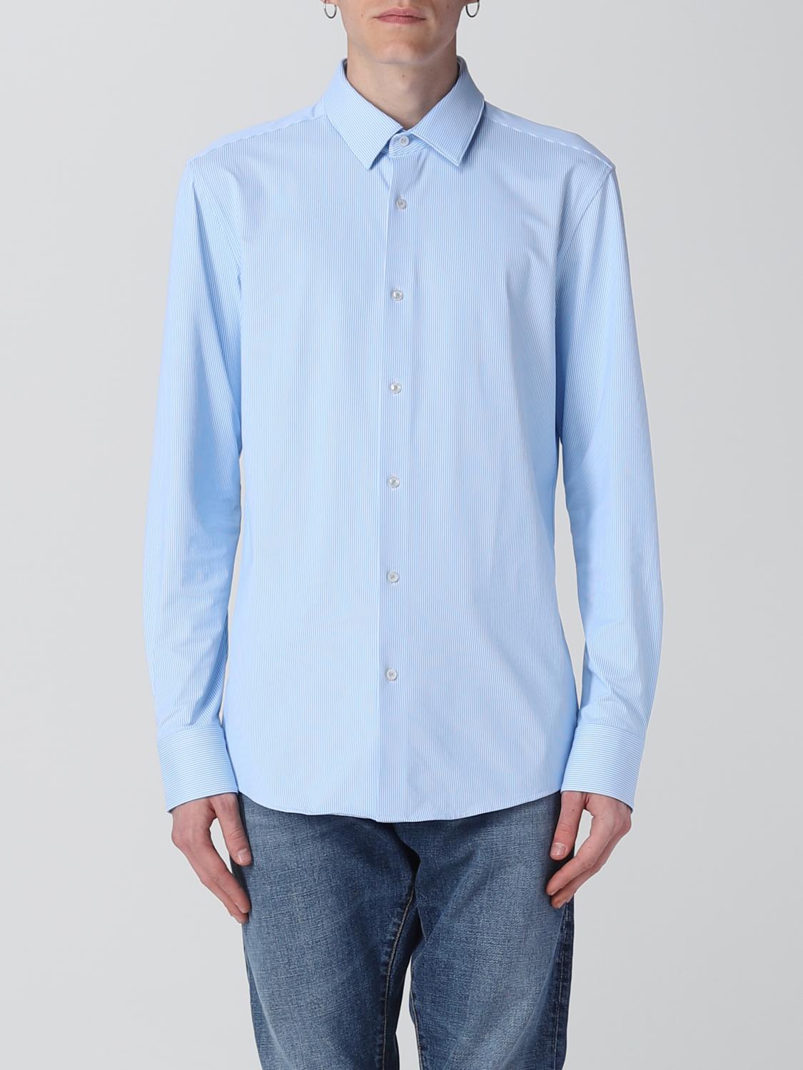 BOSS CAMICIA: Camicia Boss in tessuto stretch riciclato, Celeste - Img 1