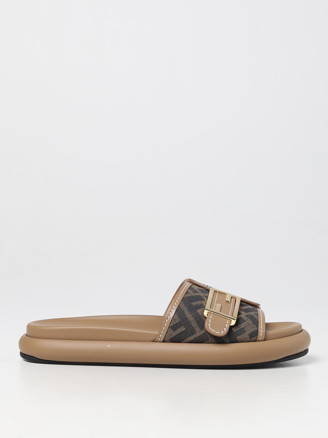 Giglio Fendi Monogram Sandals FENDI: Feel Slides In Leather And - Main Image