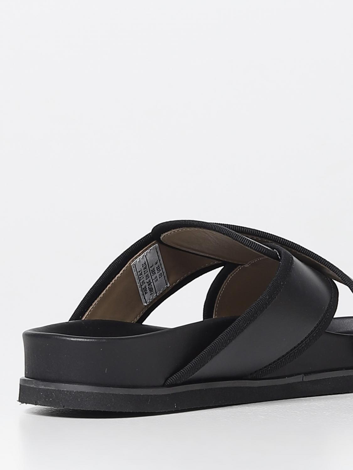 Thom Browne Criss Cross leather sandal - Black | MFL093A05584