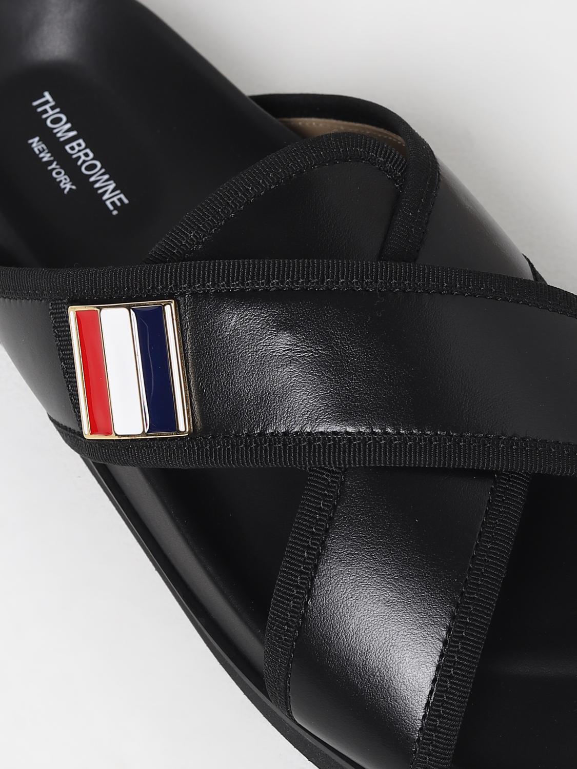 Thom Browne Criss Cross leather sandal - Black | MFL093A05584