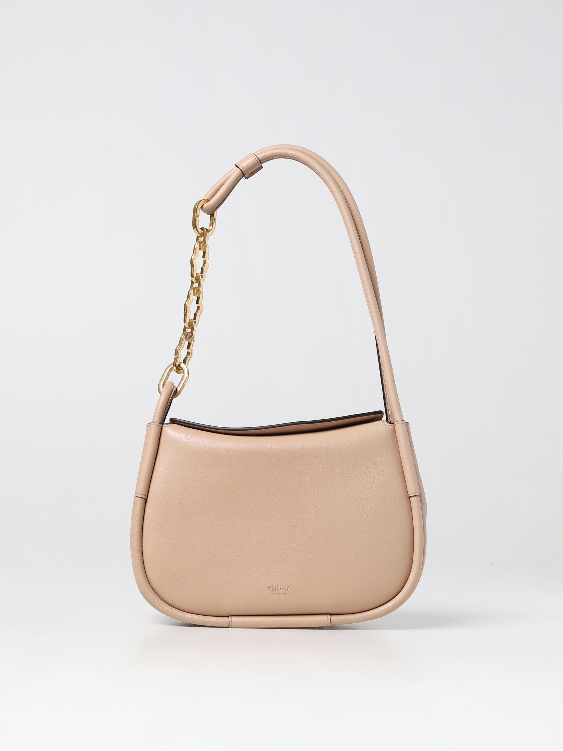 MULBERRY BORSA A SPALLA: Borsa Link Mulberry in pelle, Beige - Img 1