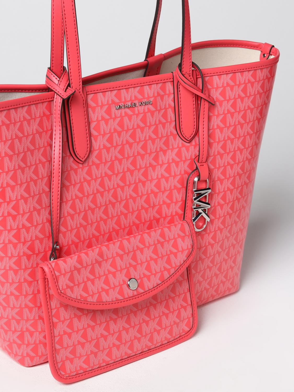 MICHAEL KORS BORSA TOTE: Borsa Eliza Michael Kors in tessuto spalmato, Geranio - Img 3