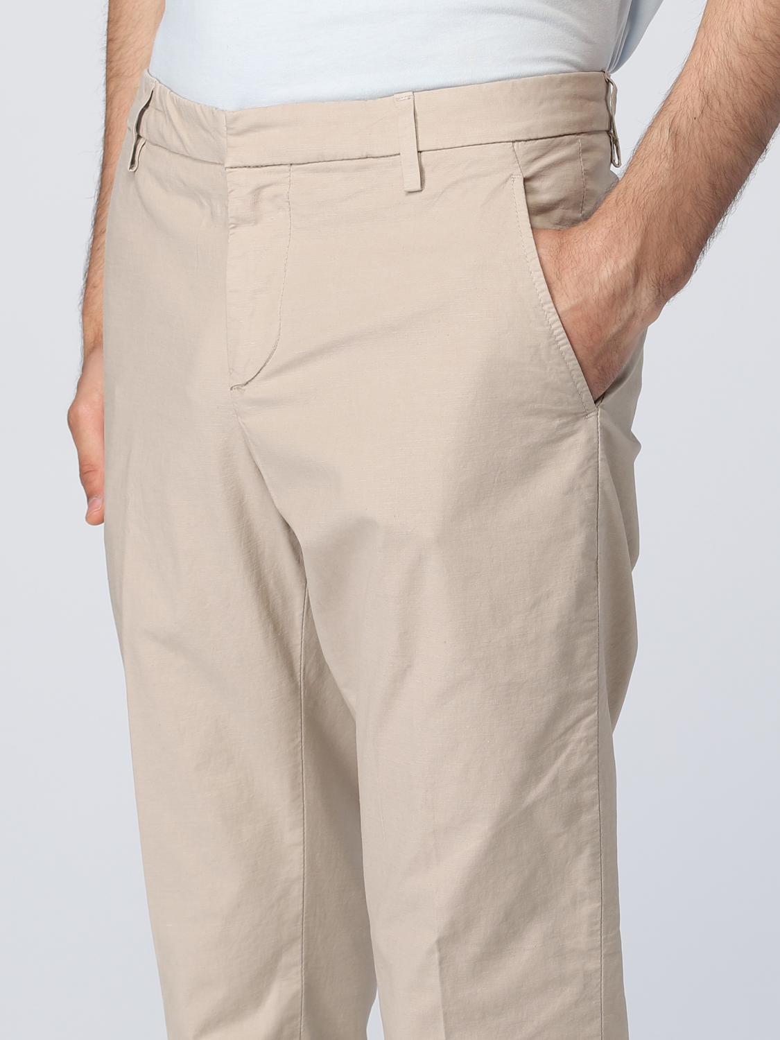 DONDUP PANTALONI: Pantalone Dondup in lino e cotone stretch, Beige - Img 3