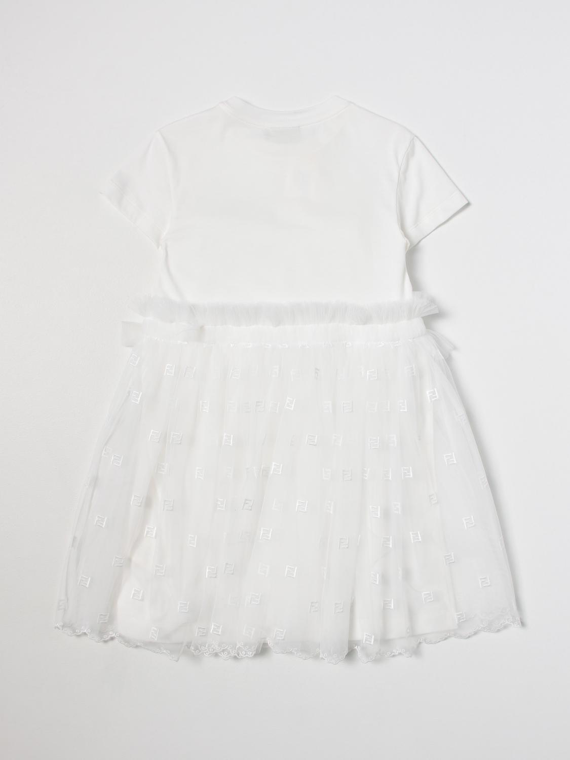 Fendi Outlet: Kids dress in jersey and tulle - Milk | Fendi dress