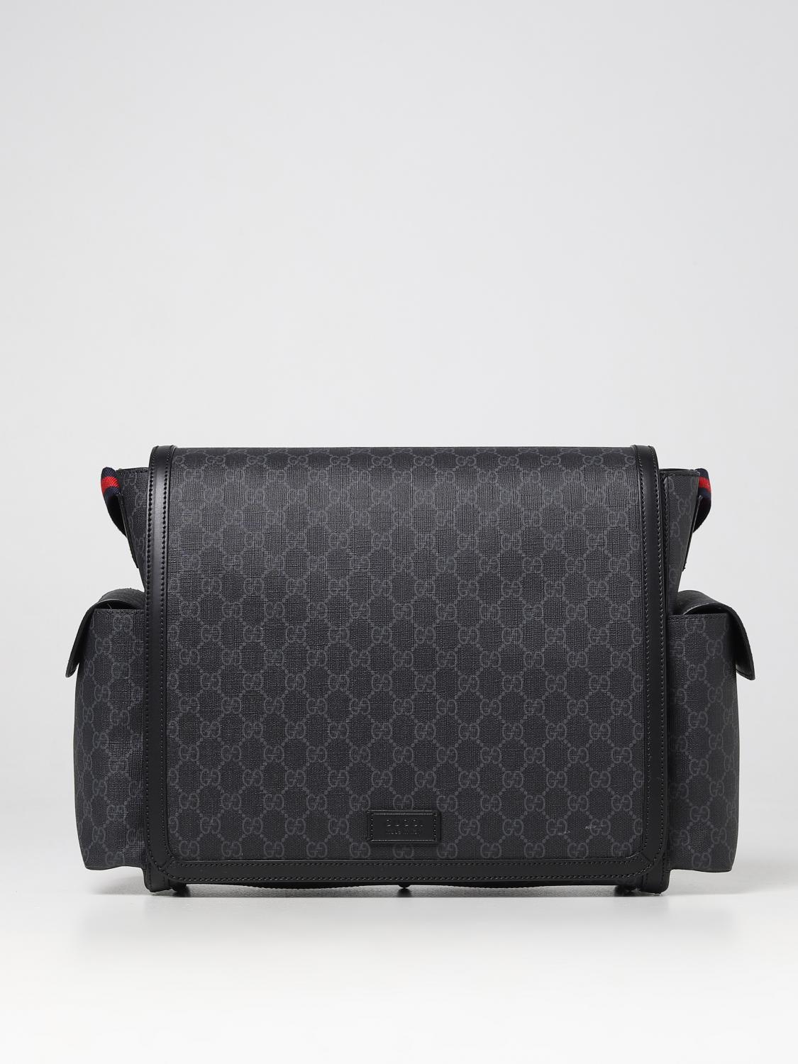 GUCCI BLANKET SET: GG Gucci diaper bag in leather and coated fabric, Black - Img 1