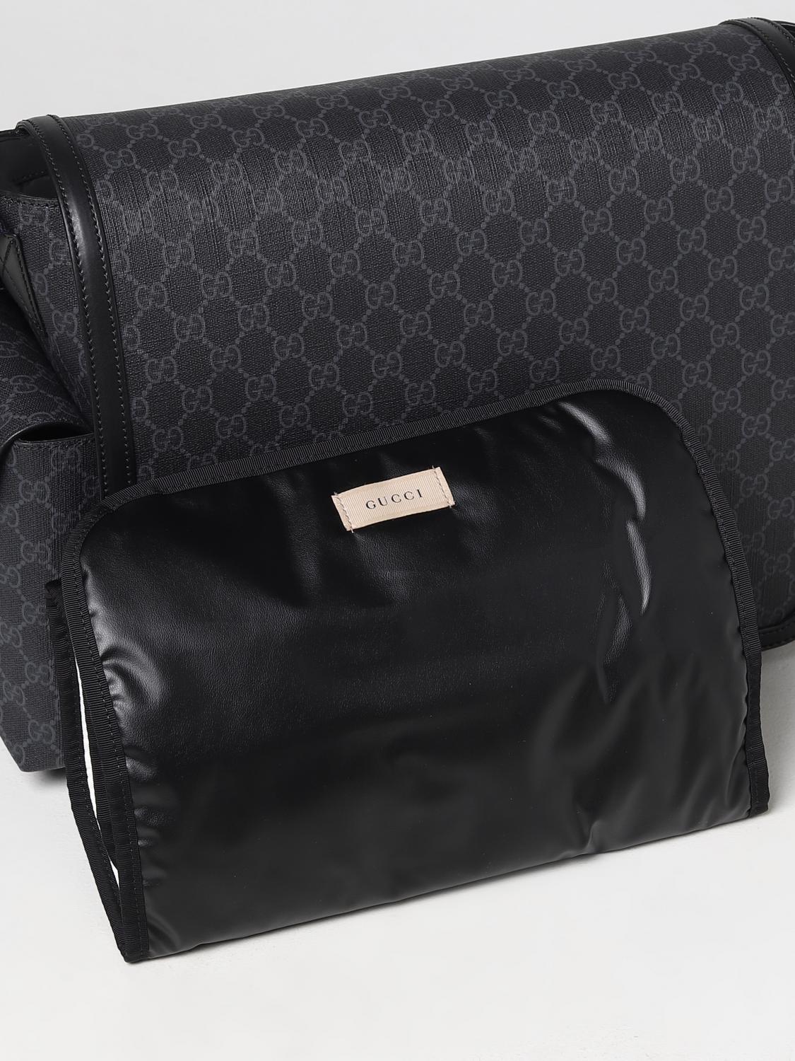 GUCCI BLANKET SET: GG Gucci diaper bag in leather and coated fabric, Black - Img 3