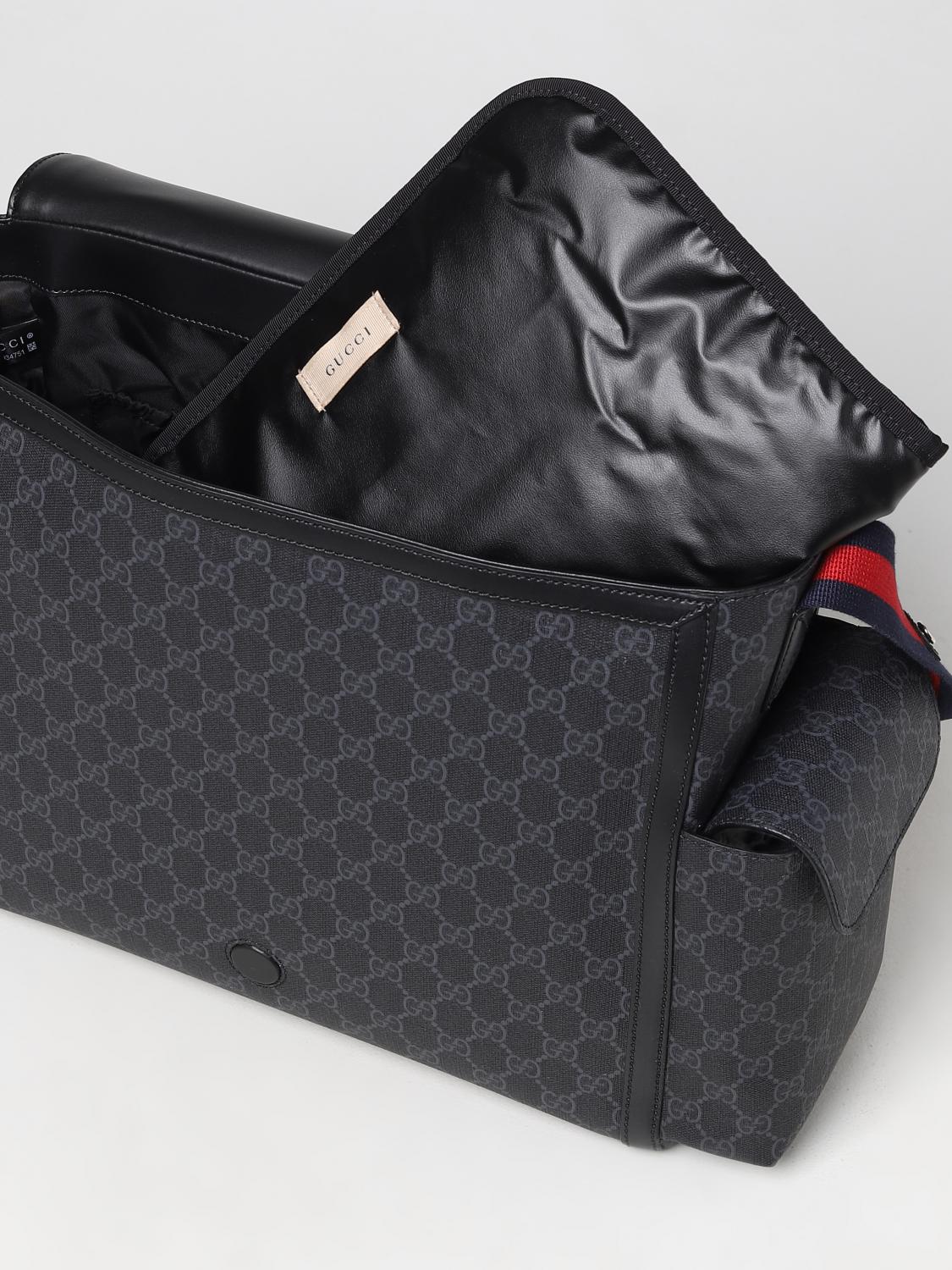 GUCCI BLANKET SET: GG Gucci diaper bag in leather and coated fabric, Black - Img 4